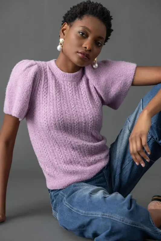Crew Neck Flutter Sleeve Sweater sold by Lilla P