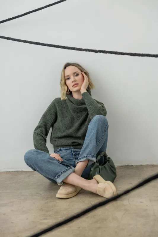Ribbed Wrap Collar Sweater sold by Lilla P