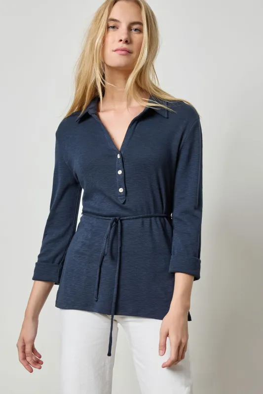 3/4 Sleeve Collared Top sold by Lilla P
