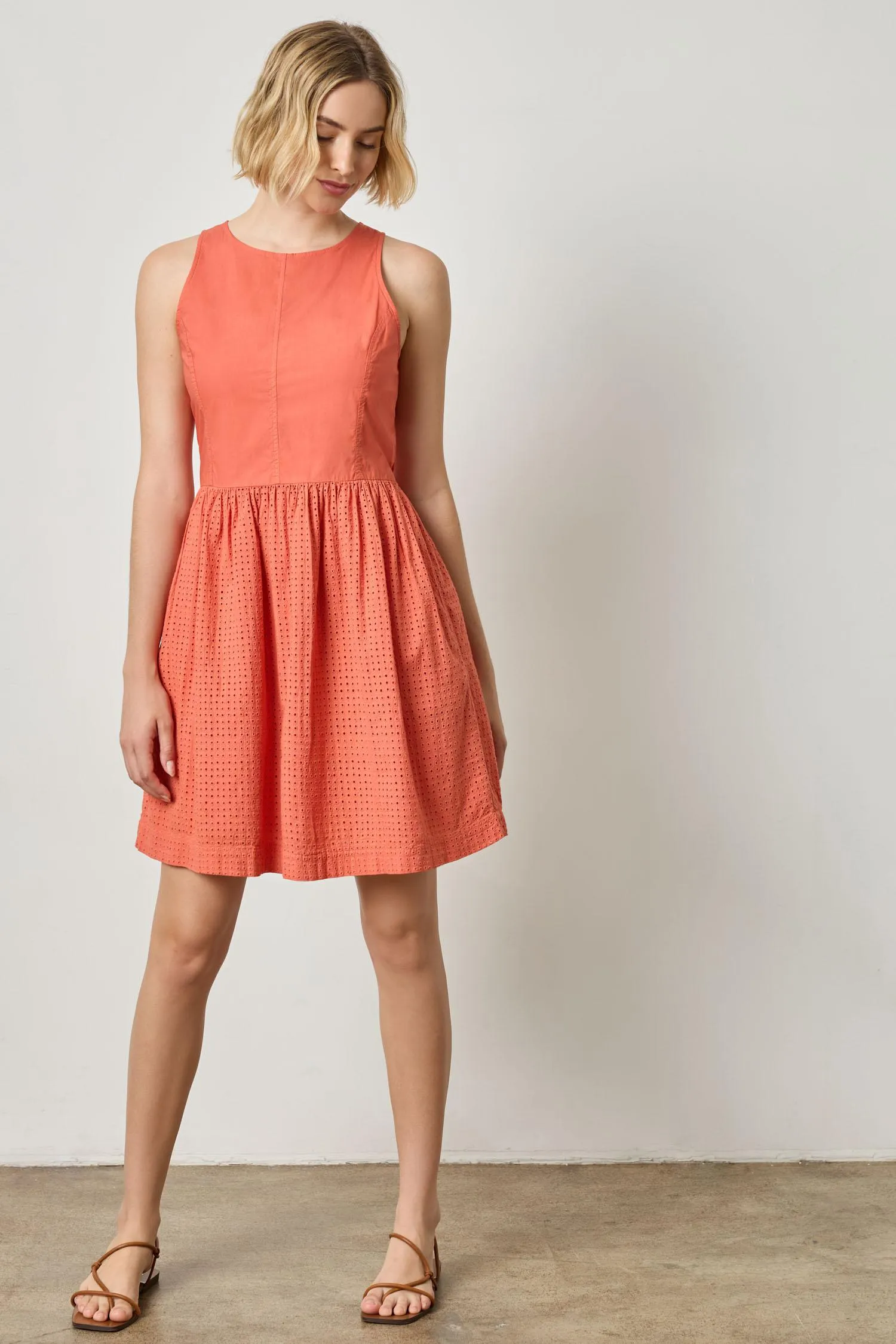 Eyelet High Neck Mini Dress sold by Lilla P product image thumbnail 5