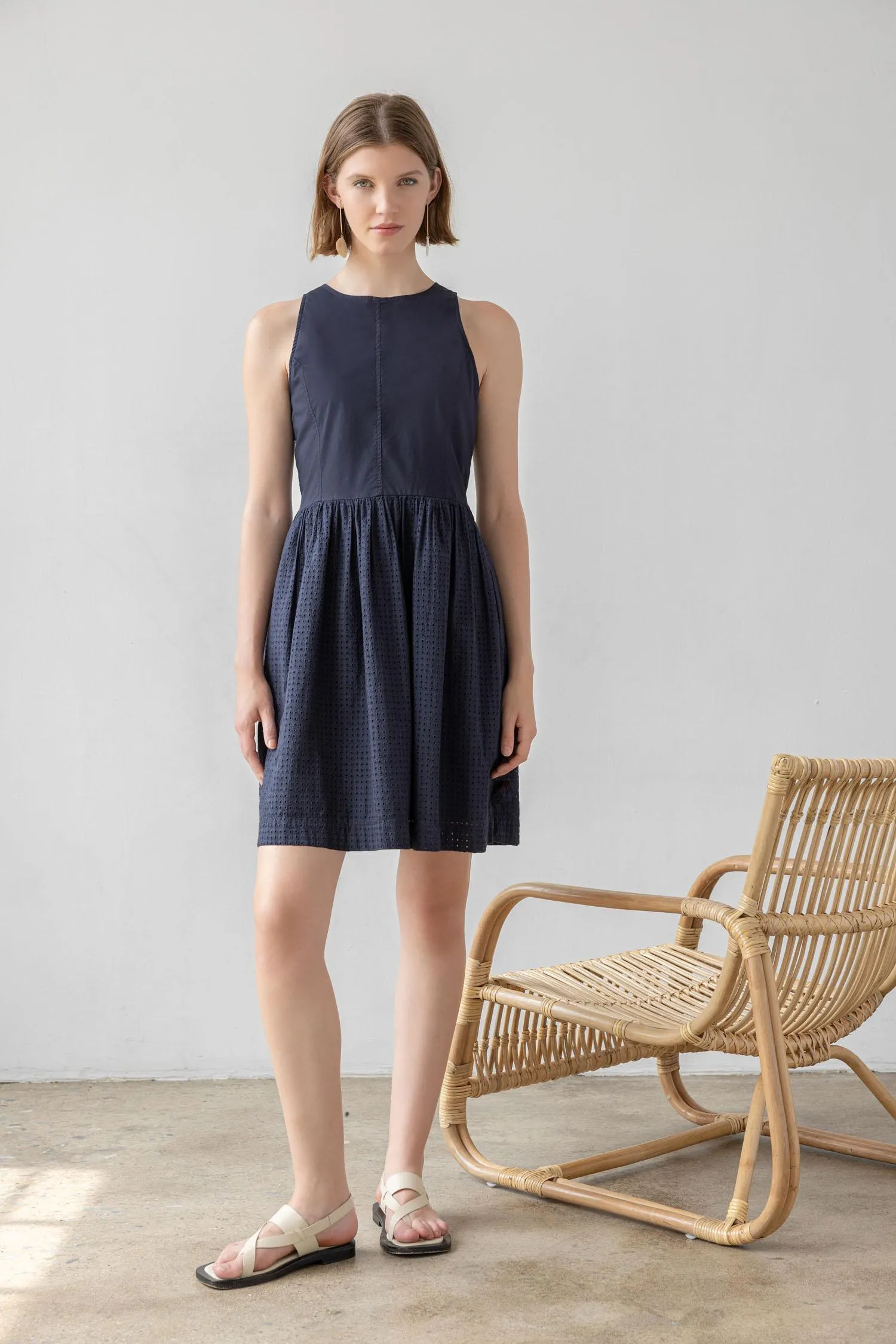 Eyelet High Neck Mini Dress sold by Lilla P product image thumbnail 2