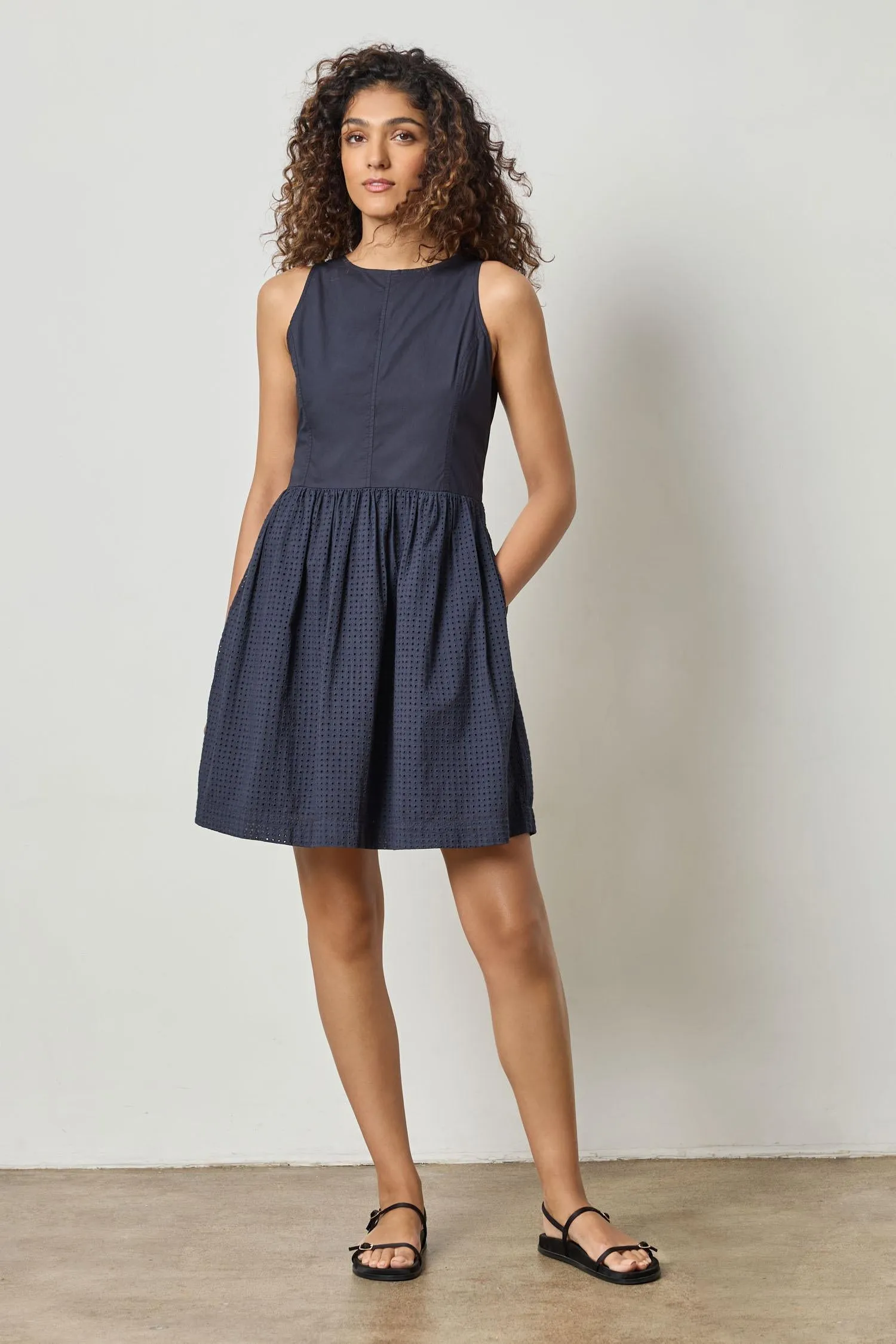 Eyelet High Neck Mini Dress sold by Lilla P product image thumbnail 3