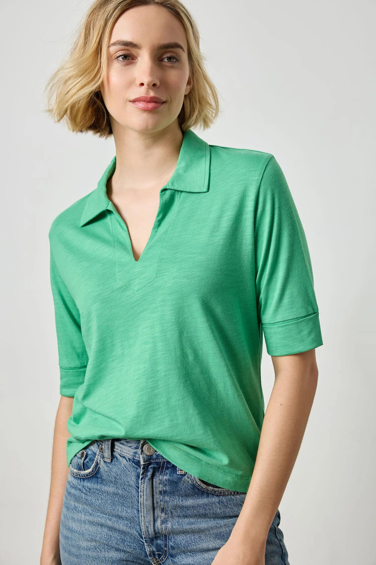 Elbow Sleeve Collared Tee sold by Lilla P product image thumbnail 5