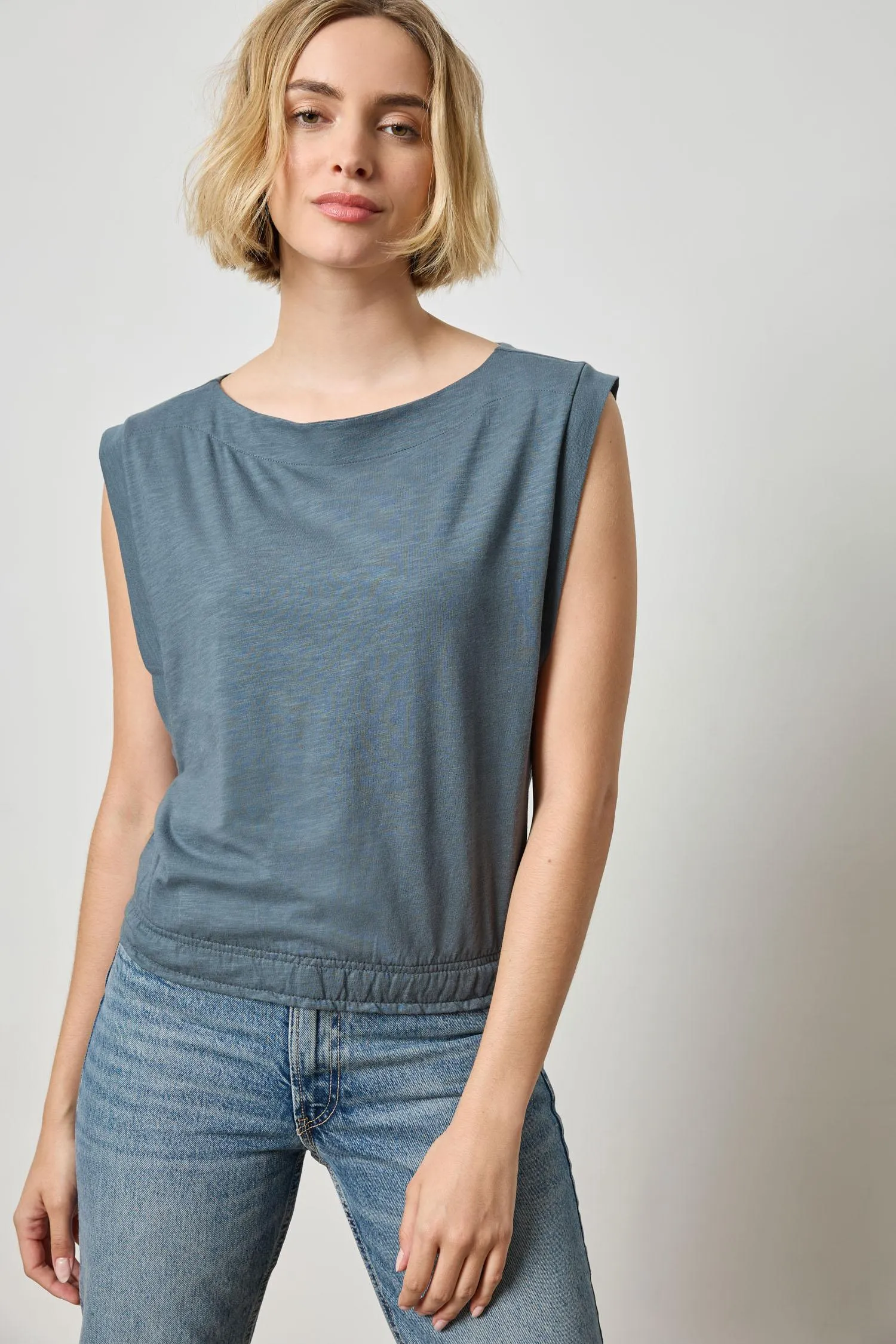 Elastic Hem Boatneck Top sold by Lilla P product image thumbnail 4