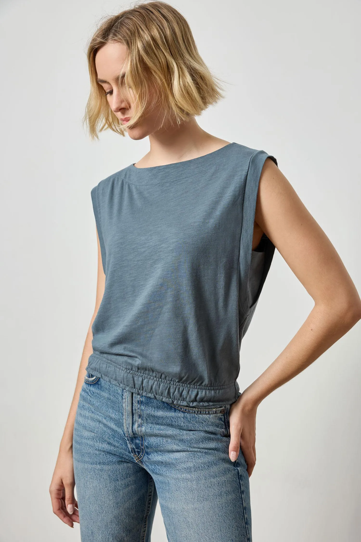 Elastic Hem Boatneck Top sold by Lilla P product image thumbnail 3