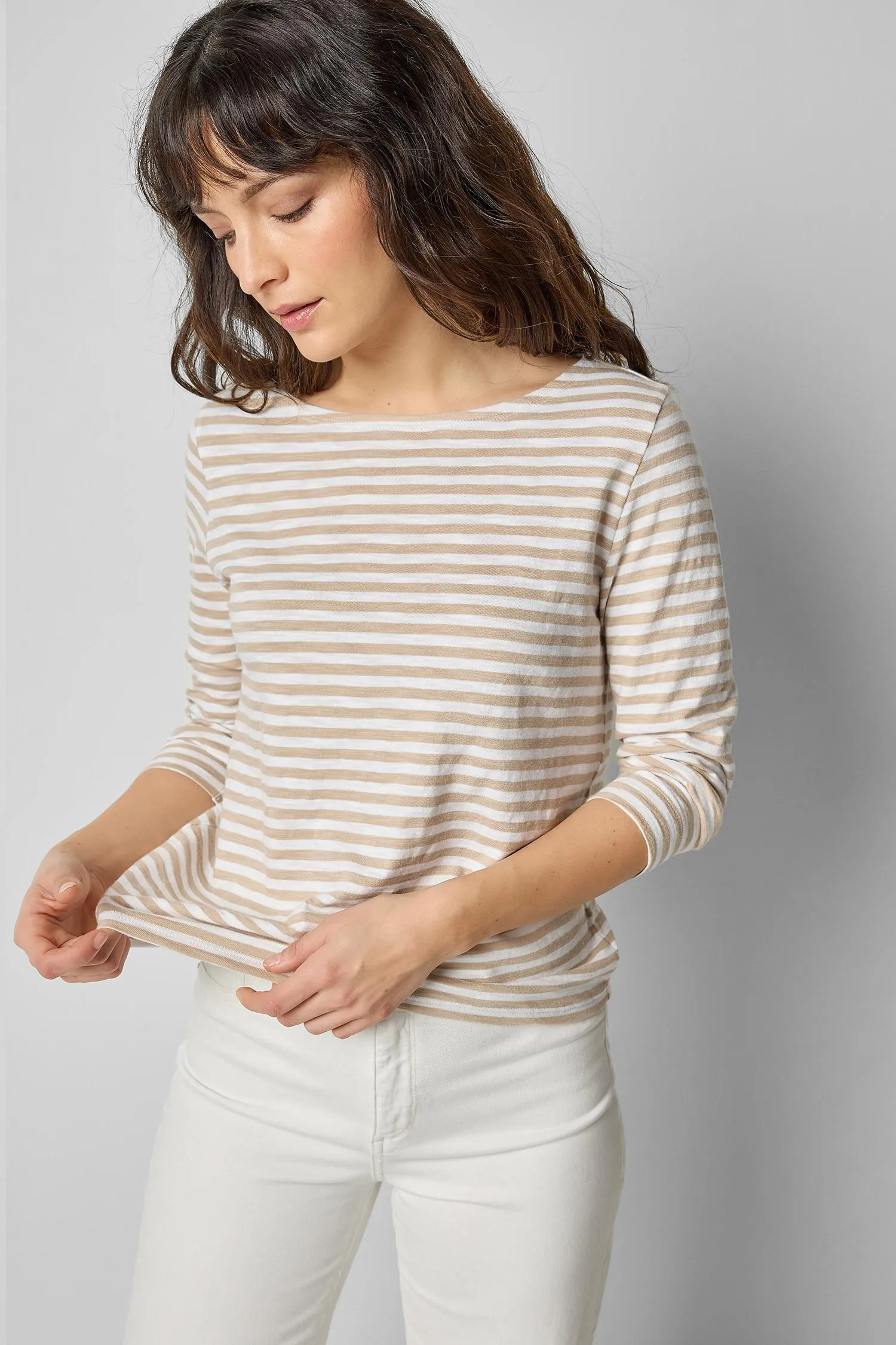 3/4 Sleeve Striped Boatneck sold by Lilla P product image thumbnail 3