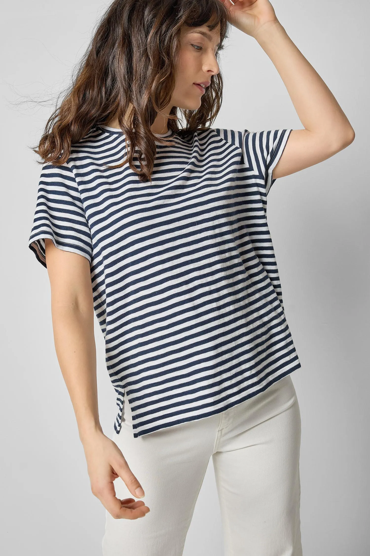Striped Boyfriend Tee sold by Lilla P