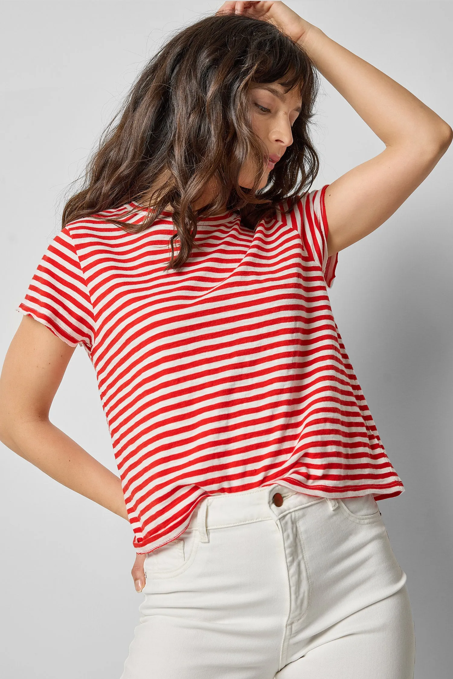 Striped Cap Sleeve Crewneck sold by Lilla P product image thumbnail 3