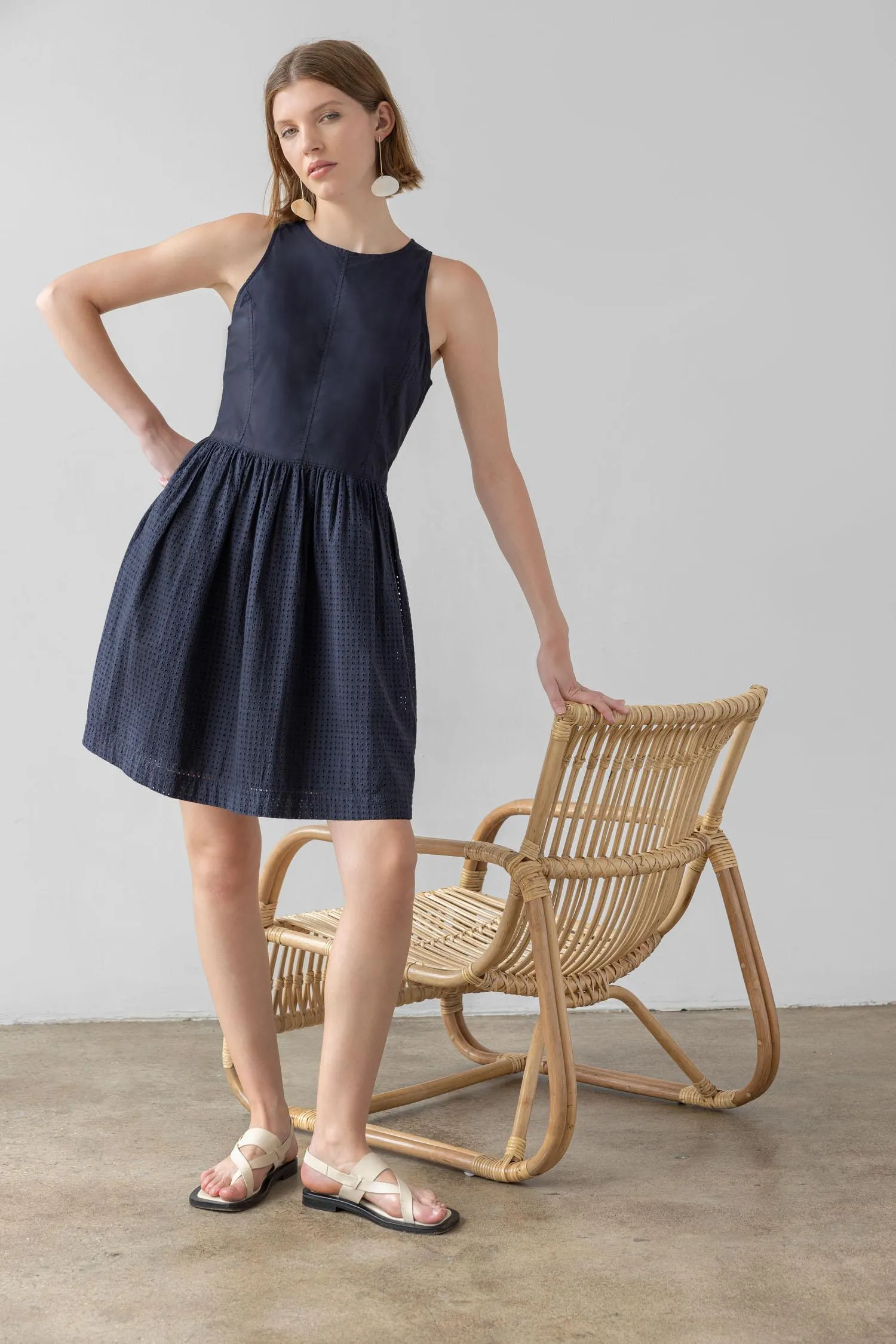 Eyelet High Neck Mini Dress sold by Lilla P