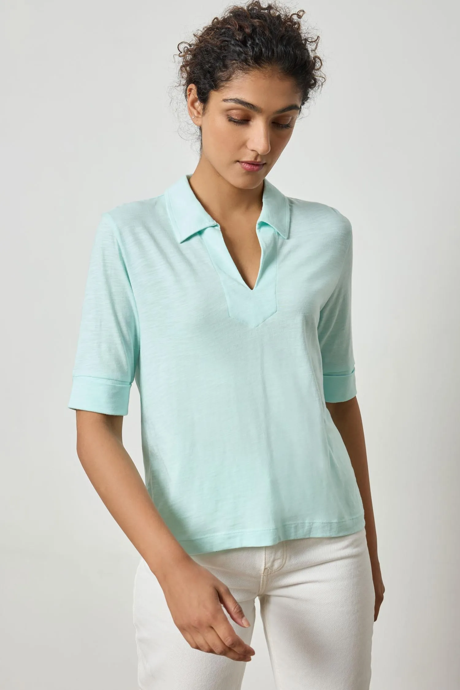 Elbow Sleeve Collared Tee sold by Lilla P product image thumbnail 3