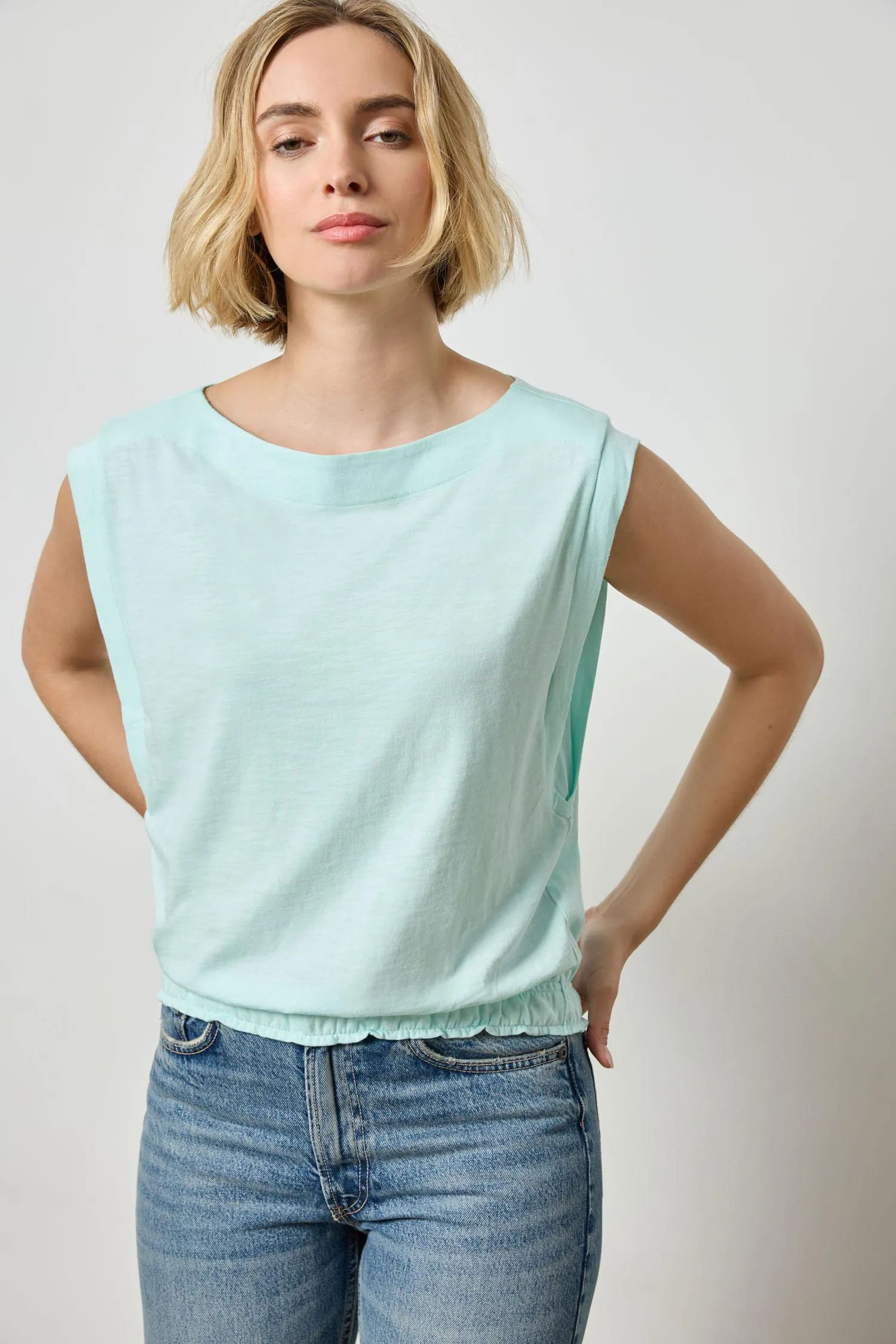 Elastic Hem Boatneck Top sold by Lilla P product image thumbnail 3