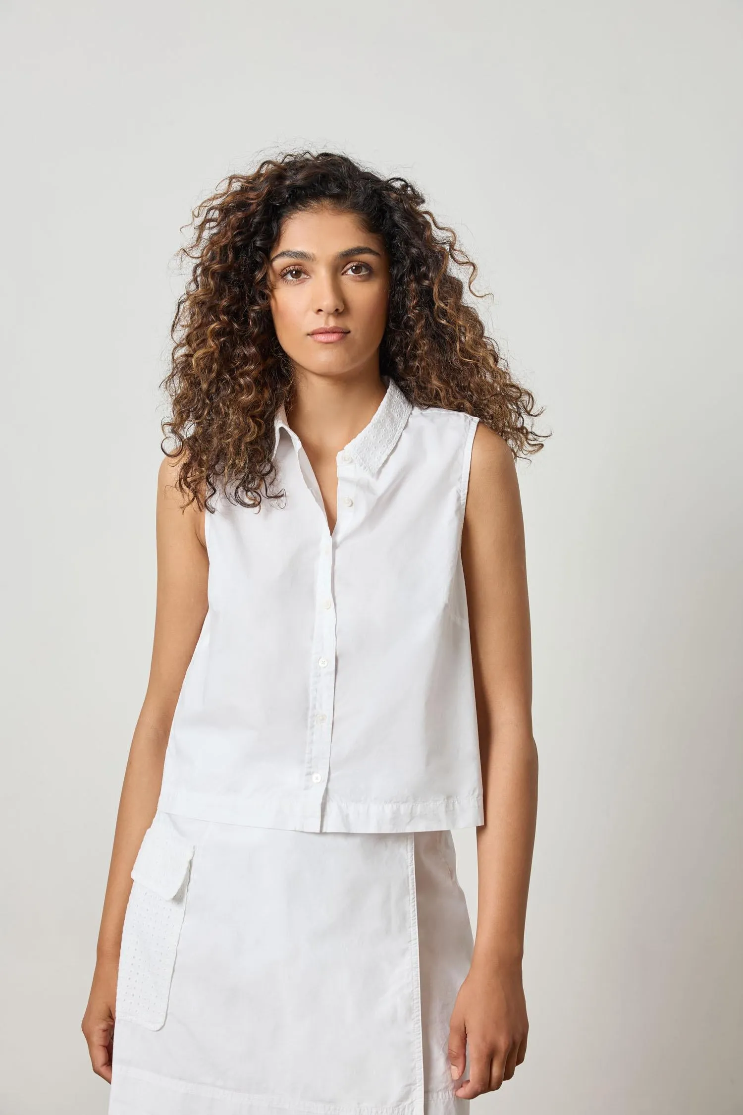 Eyelet Collar Sleeveless Shirt sold by Lilla P product image thumbnail 5