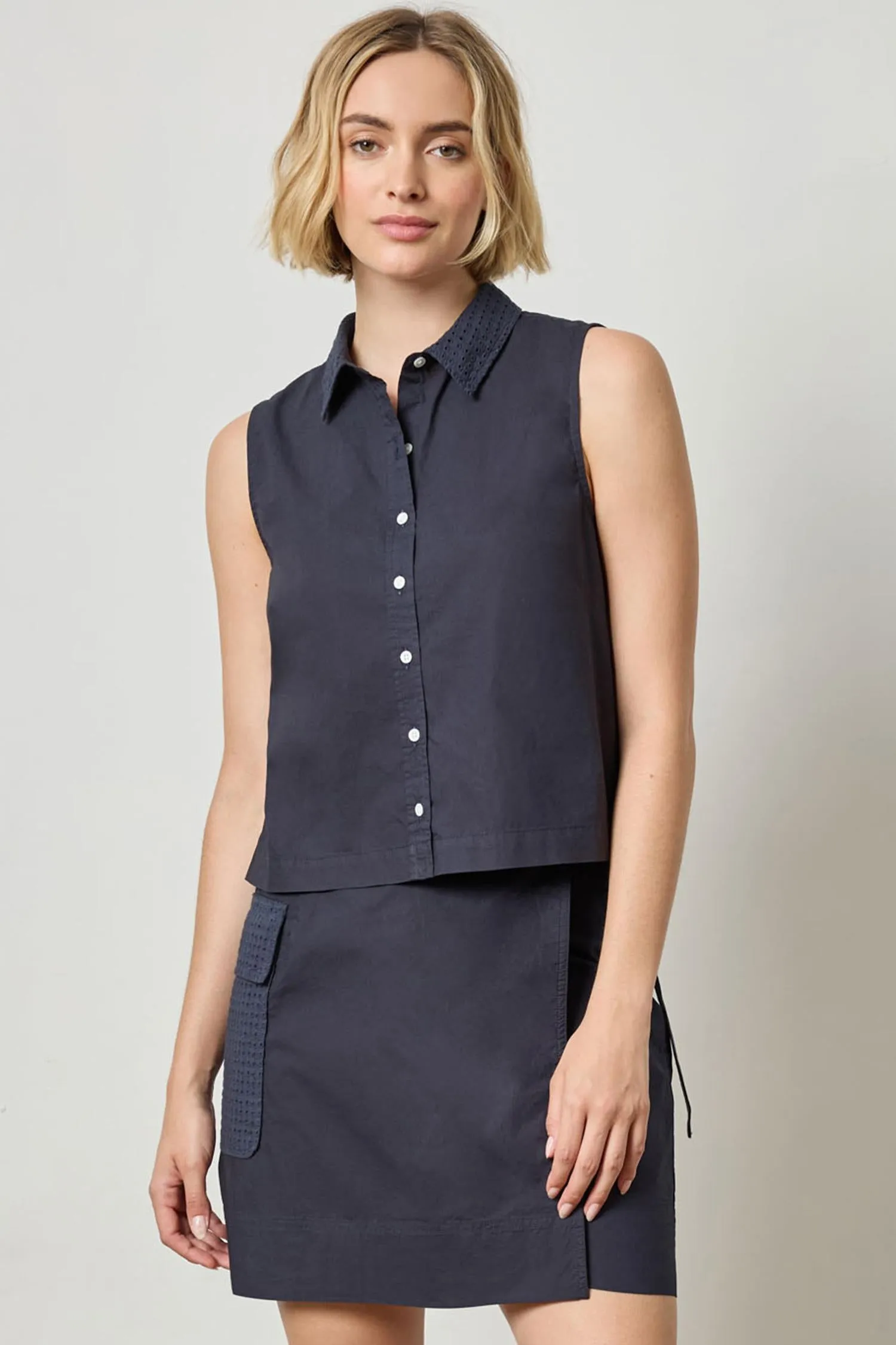 Eyelet Collar Sleeveless Shirt sold by Lilla P product image thumbnail 3