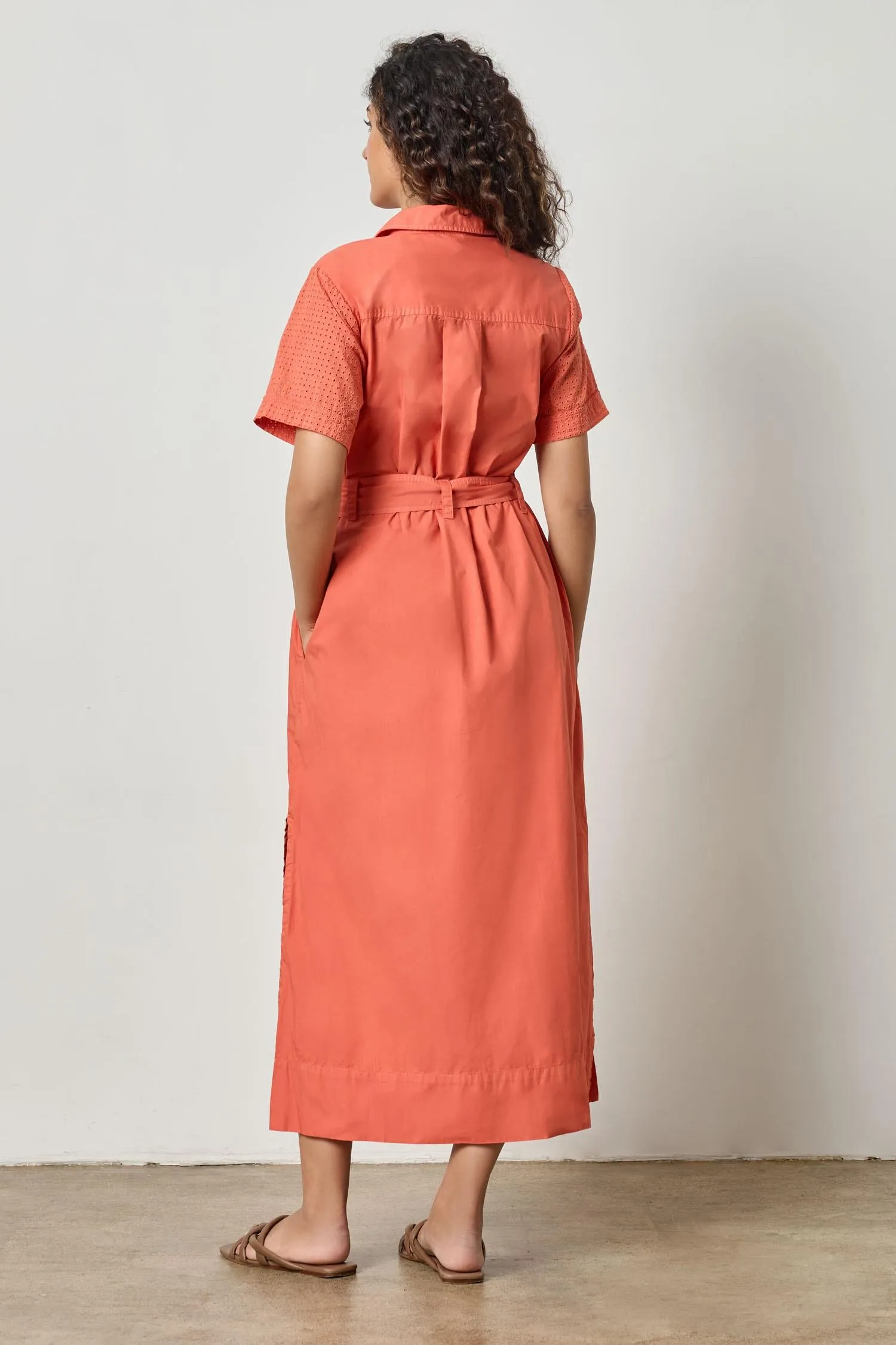 Eyelet Trim Maxi Shirt Dress sold by Lilla P product image thumbnail 3