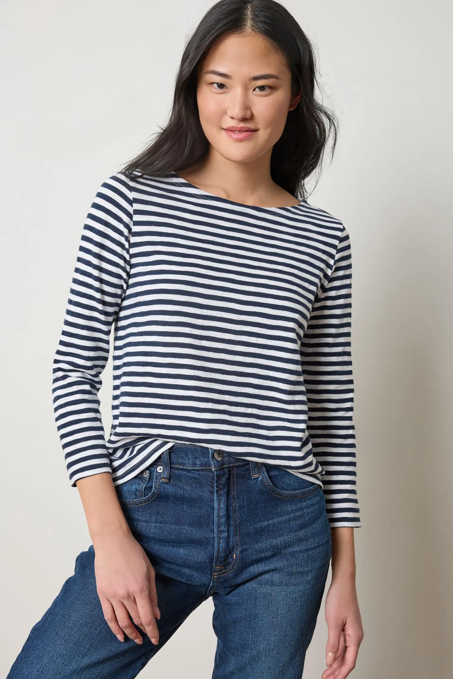 3/4 Sleeve Striped Boatneck sold by Lilla P product image thumbnail 4