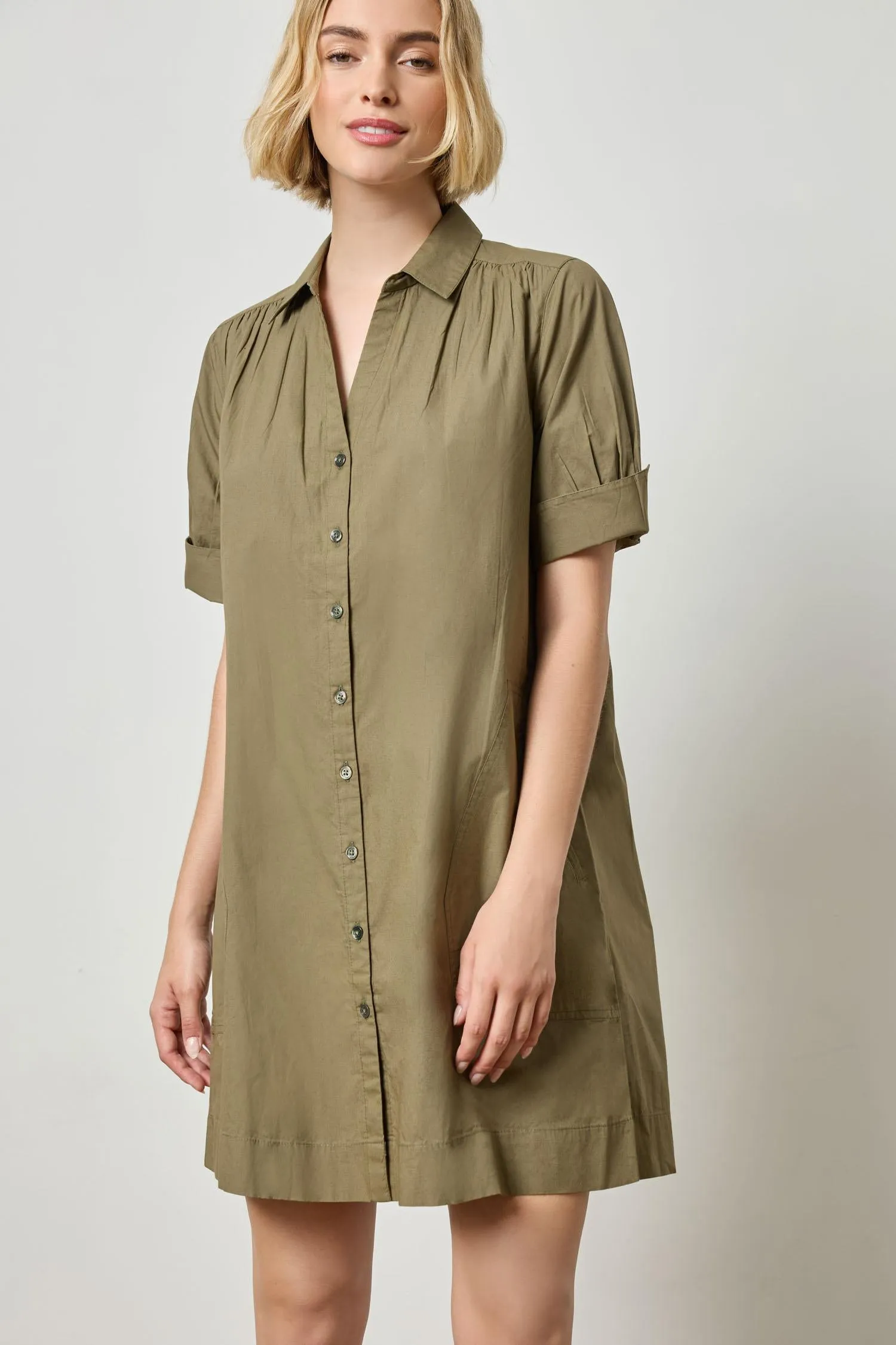Shirred Sleeve Shirt Dress sold by Lilla P product image thumbnail 5