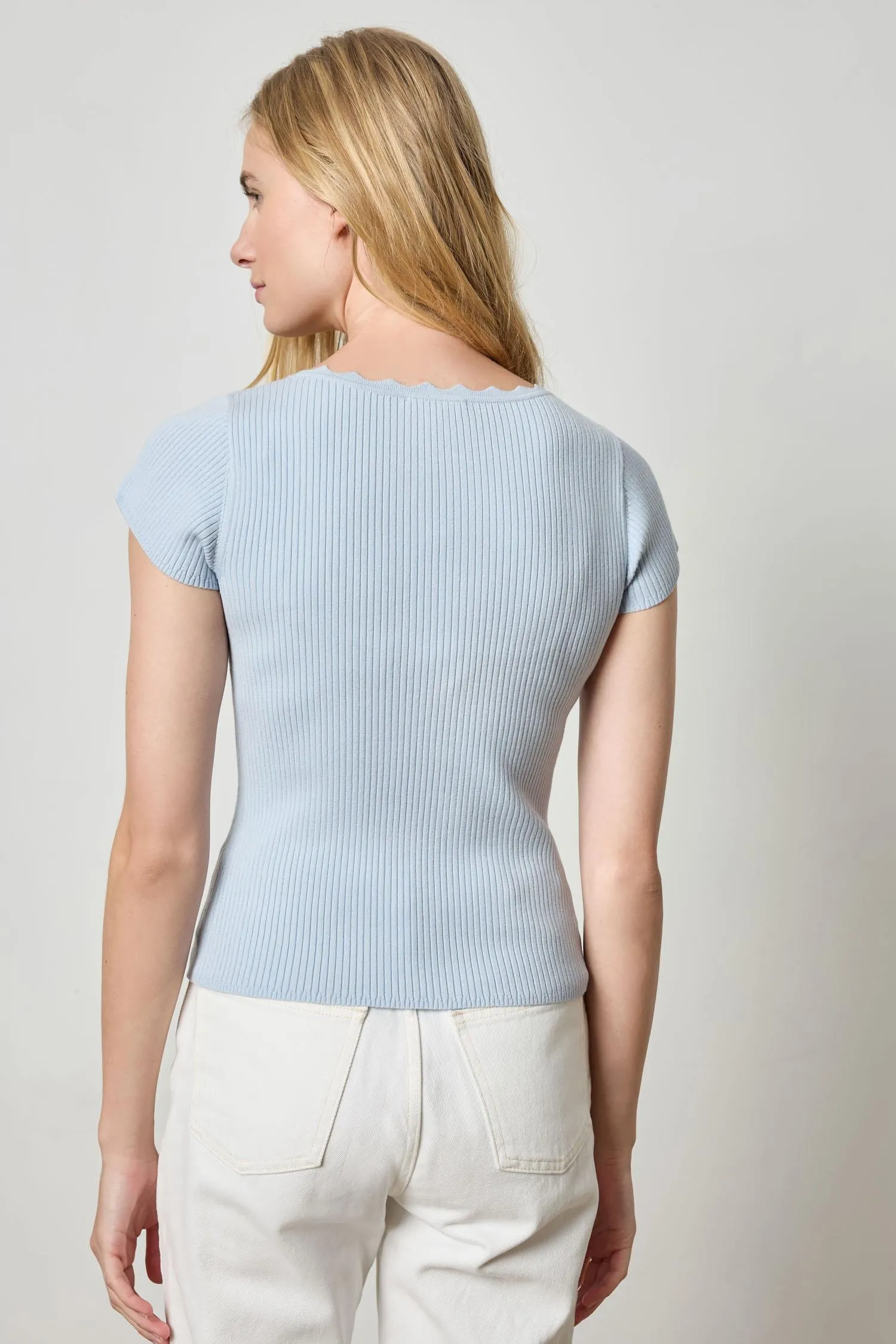 Cap Sleeve Scallop Neck Sweater sold by Lilla P product image thumbnail 2
