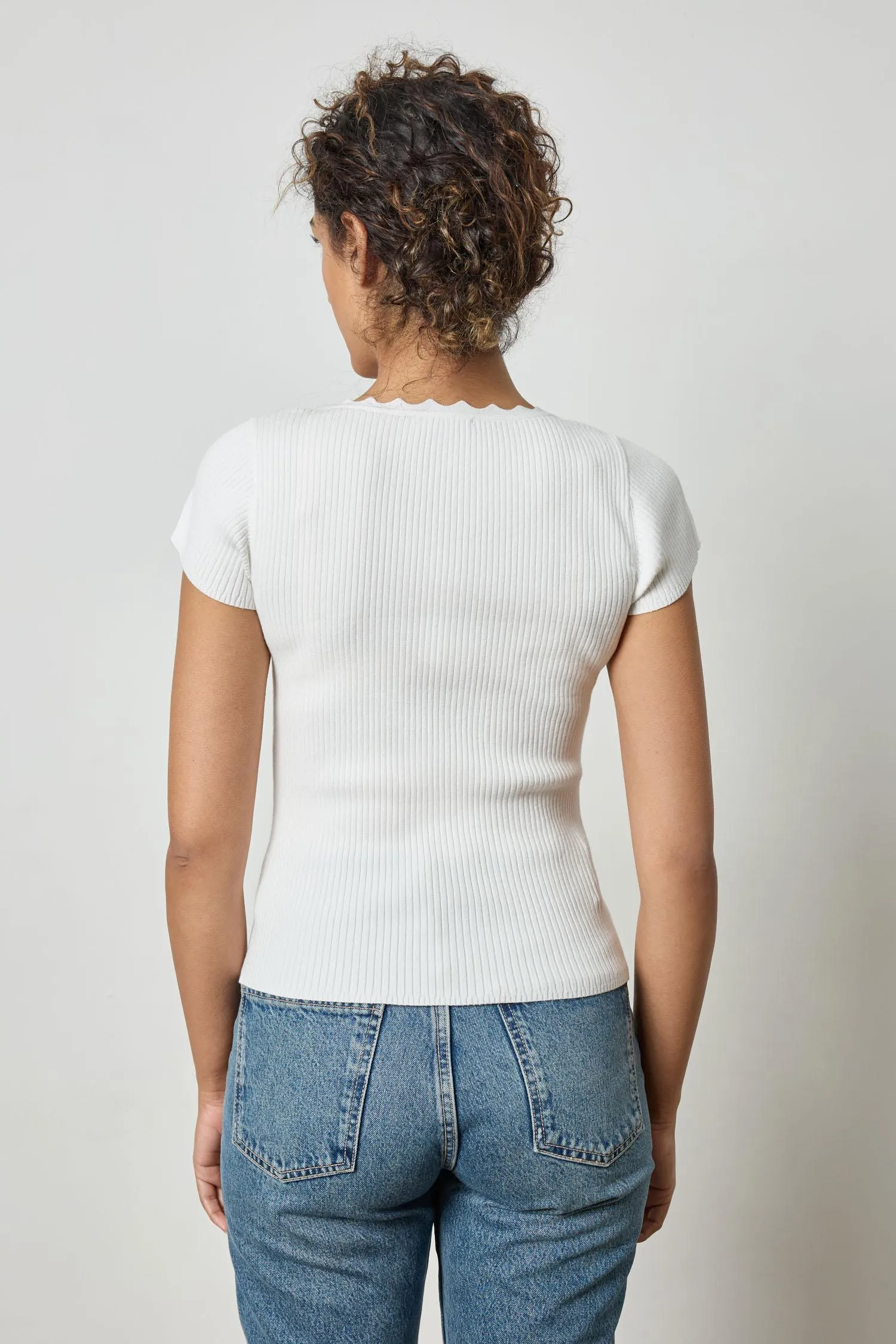 Cap Sleeve Scallop Neck Sweater sold by Lilla P product image thumbnail 4
