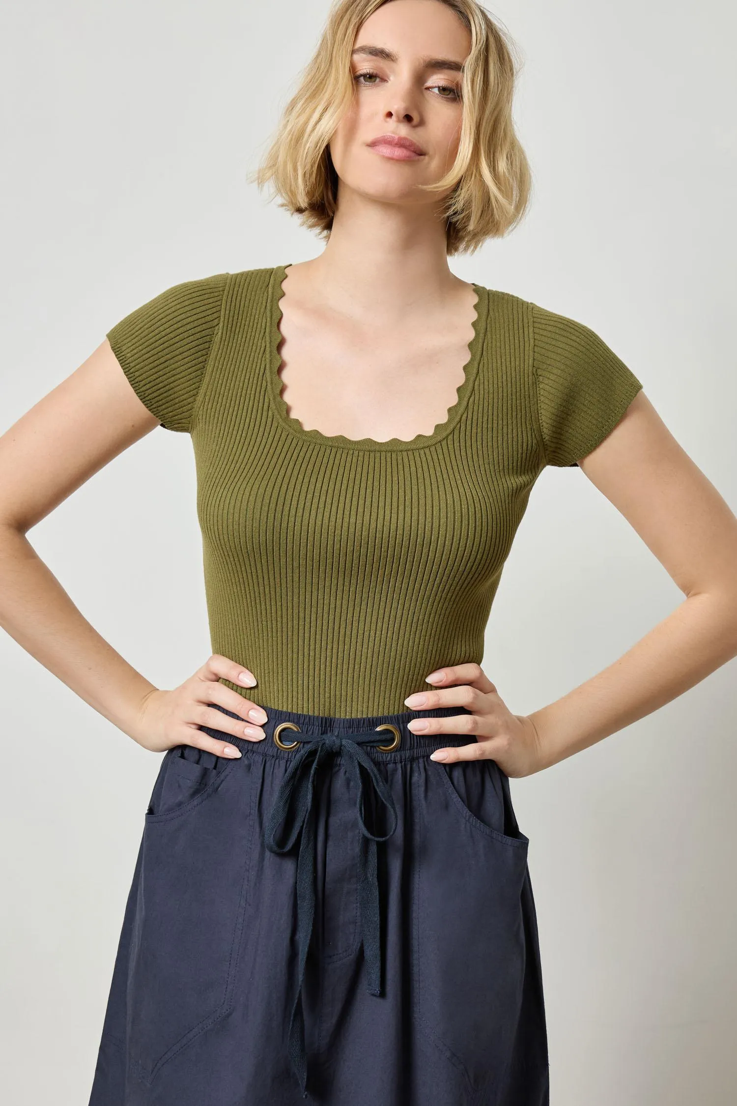 Cap Sleeve Scallop Neck Sweater sold by Lilla P product image thumbnail 5