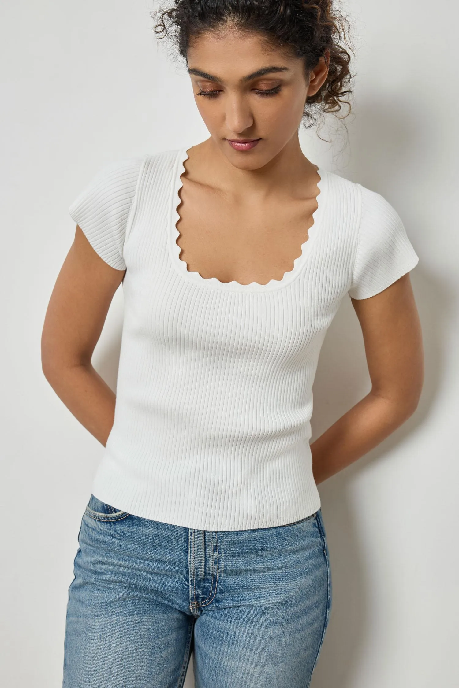 Cap Sleeve Scallop Neck Sweater sold by Lilla P product image thumbnail 3