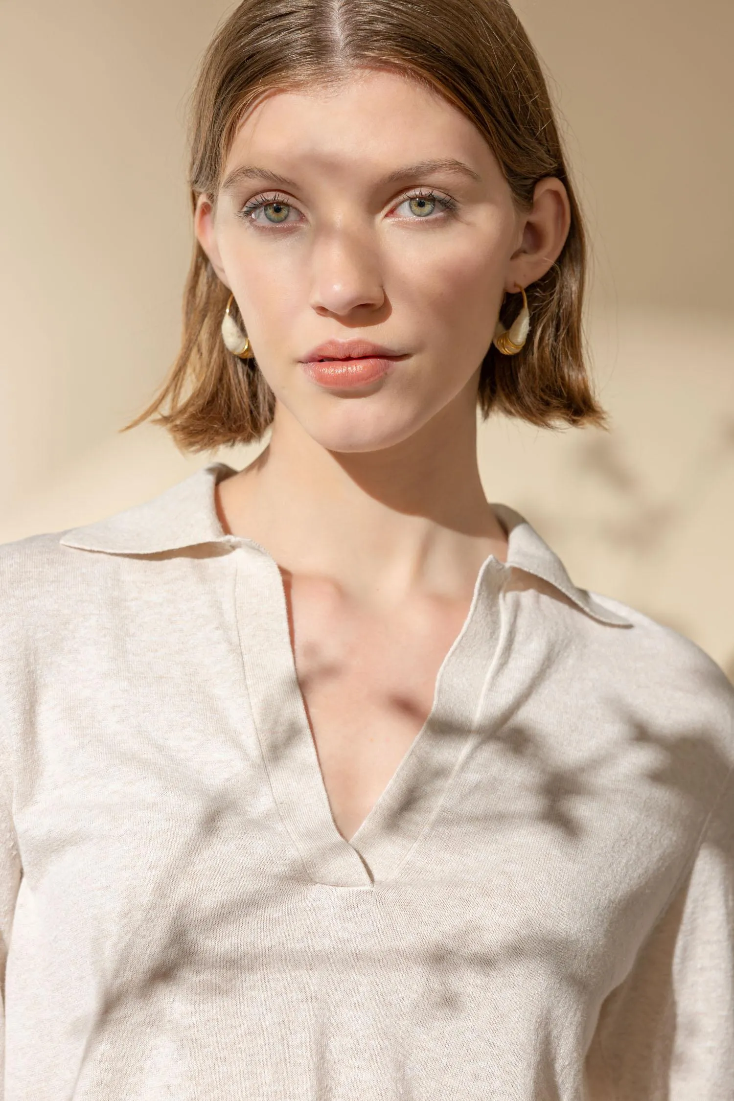 Elbow Sleeve Polo Sweater sold by Lilla P product image thumbnail 3