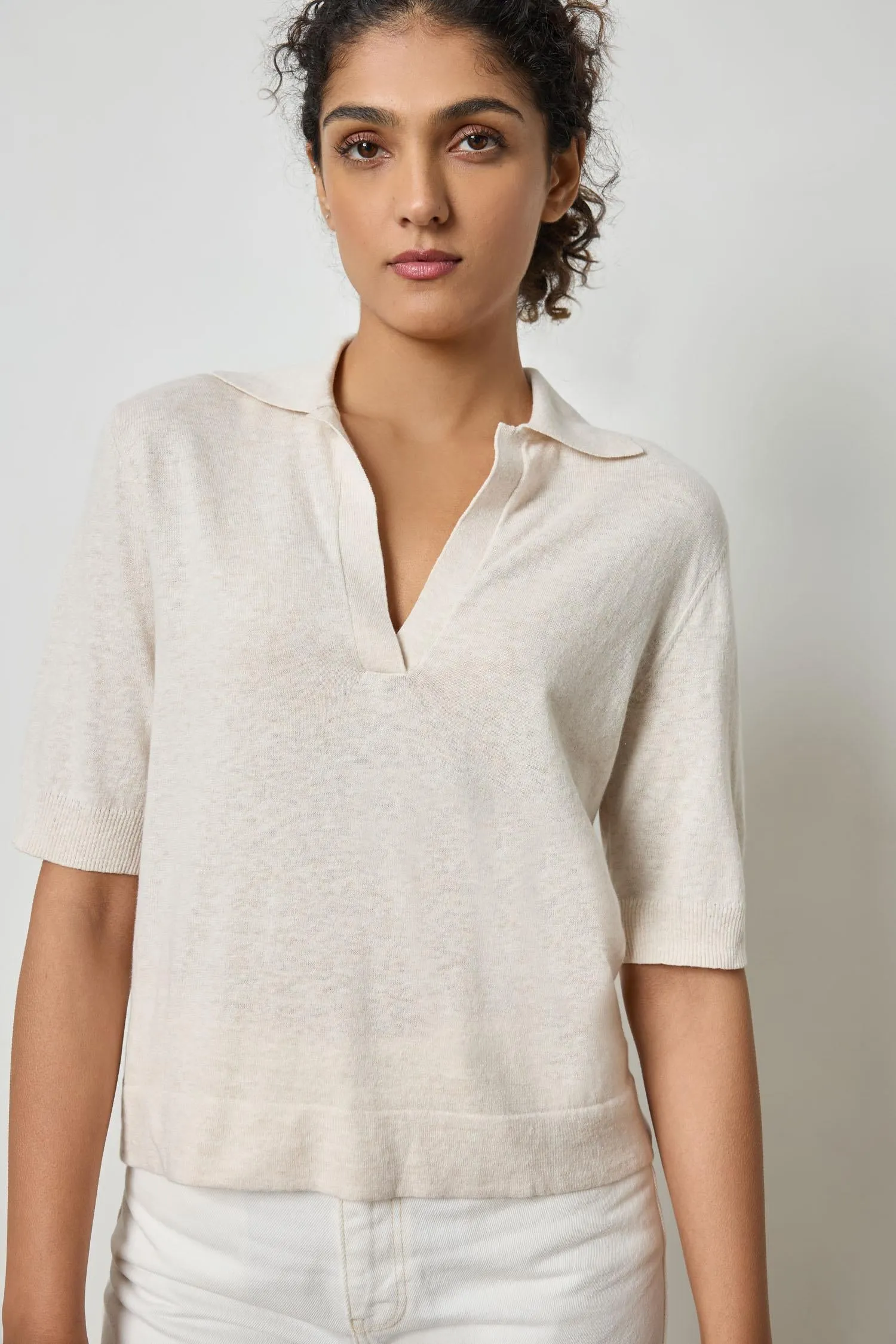 Elbow Sleeve Polo Sweater sold by Lilla P product image thumbnail 4