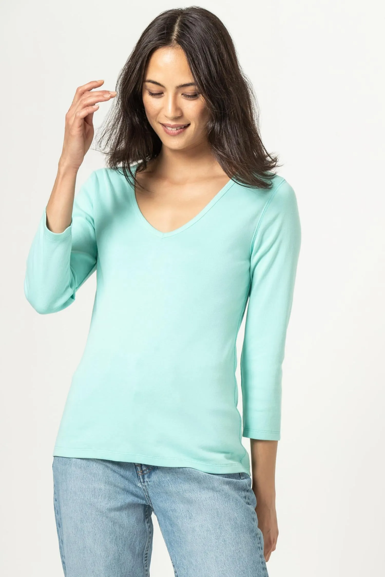 3/4 Sleeve V-Neck sold by Lilla P product image thumbnail 4
