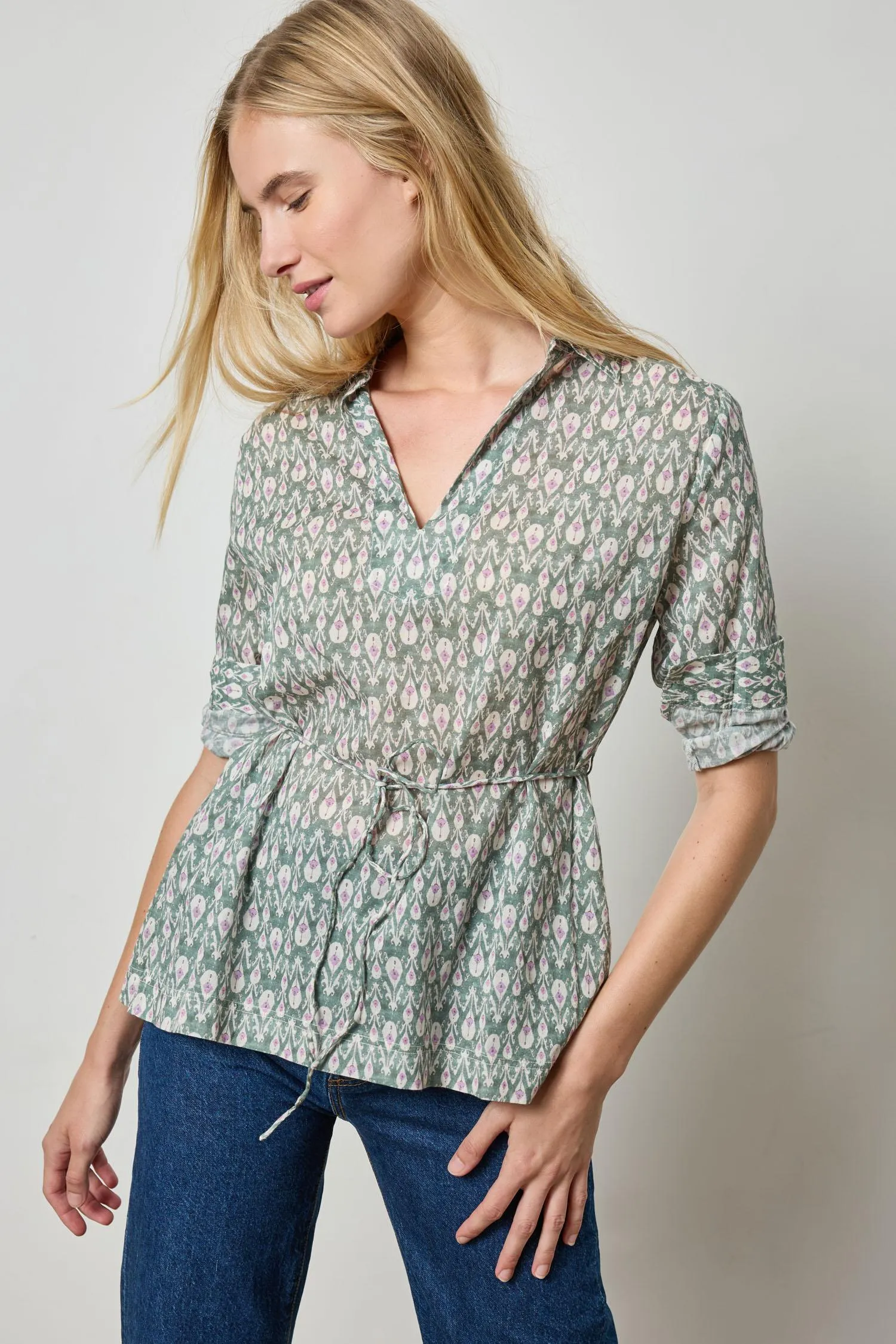Collared Split Neck Top sold by Lilla P