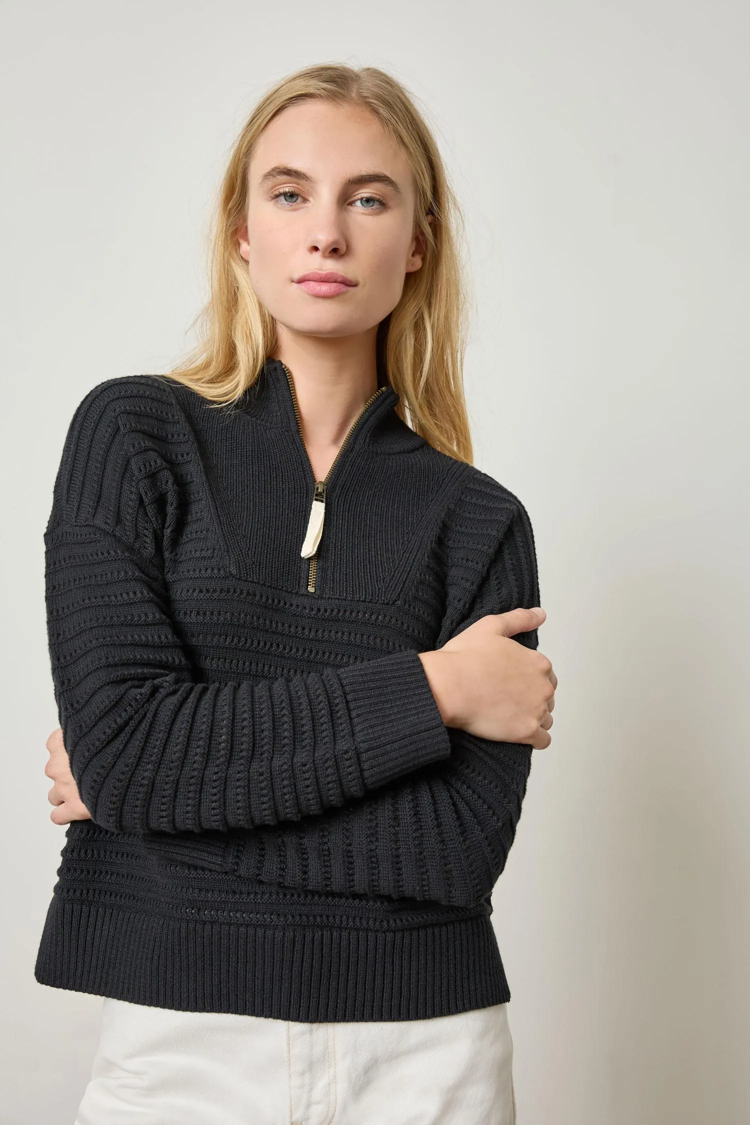 Pointelle Half Zip Sweater sold by Lilla P product image thumbnail 2