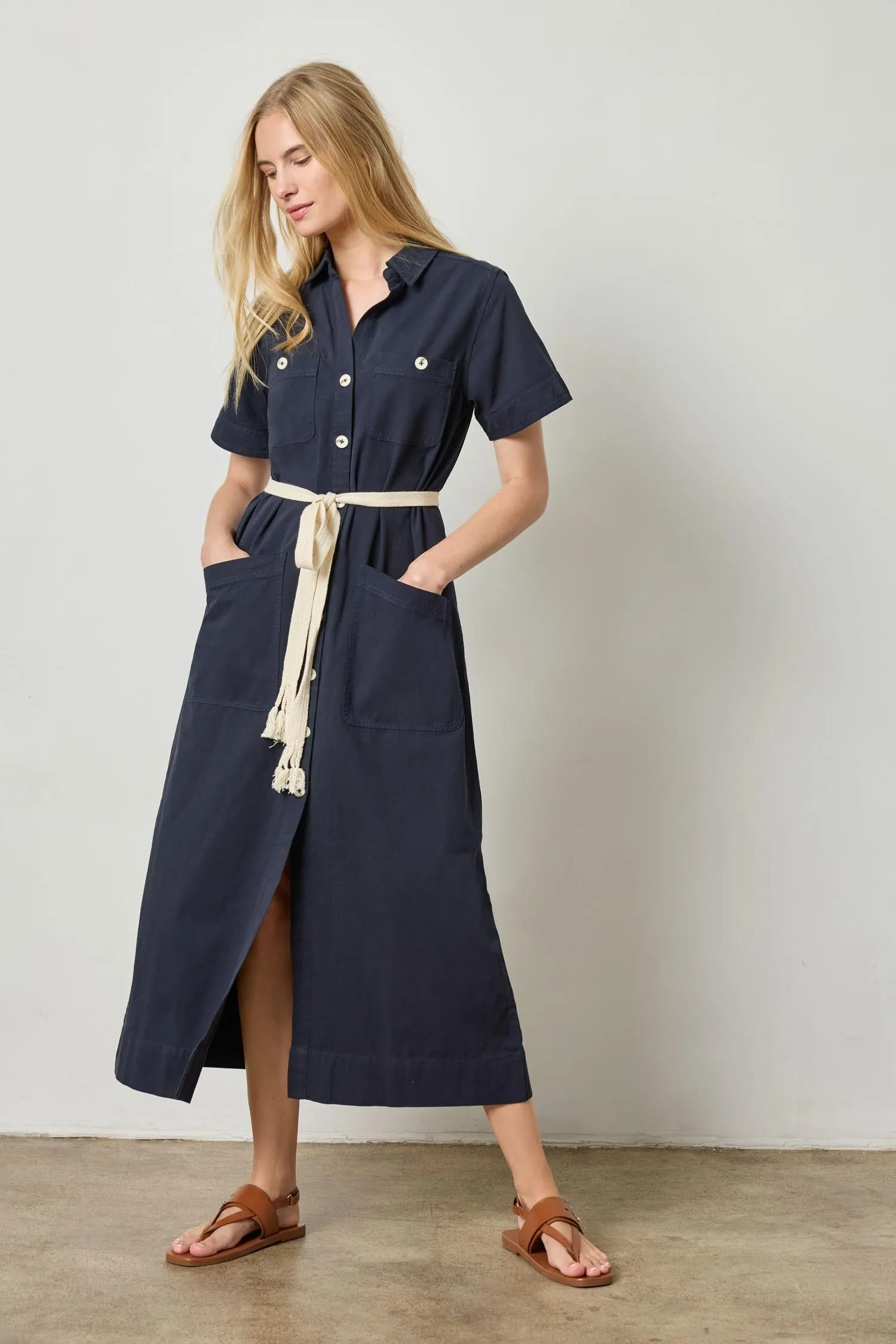 Short Sleeve Maxi Shirt Dress sold by Lilla P product image thumbnail 2
