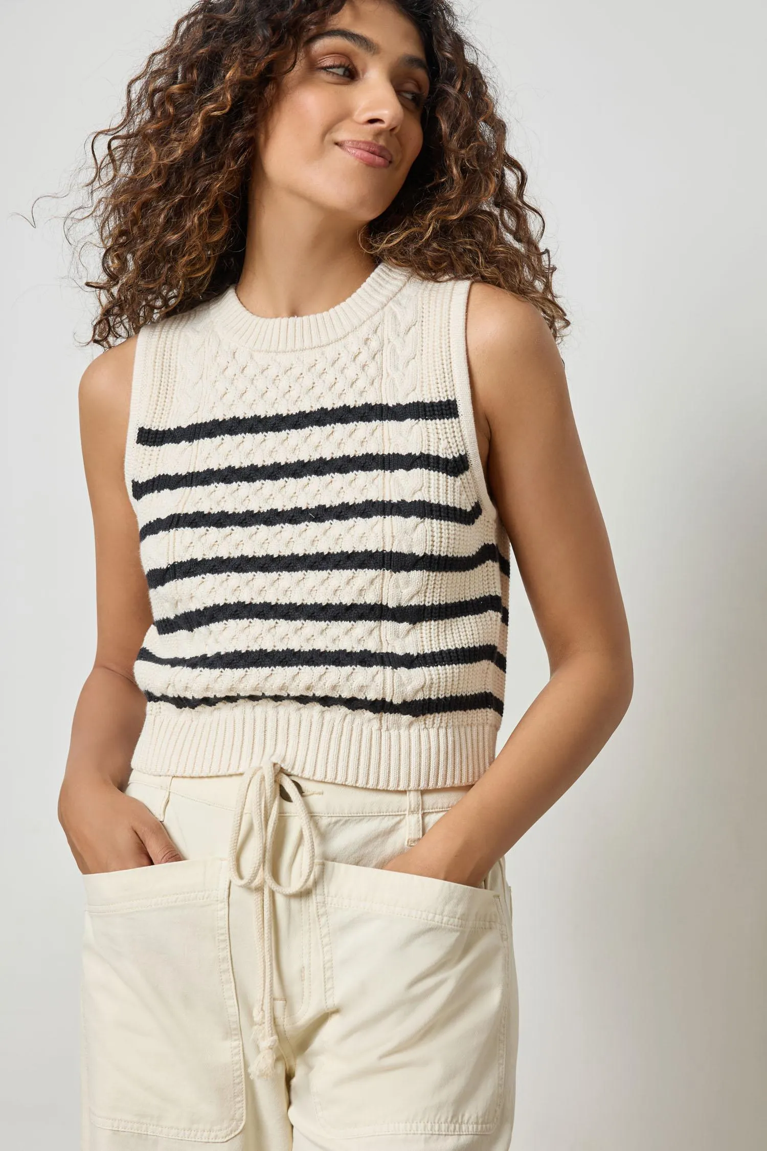Cropped Cable Tank Sweater sold by Lilla P