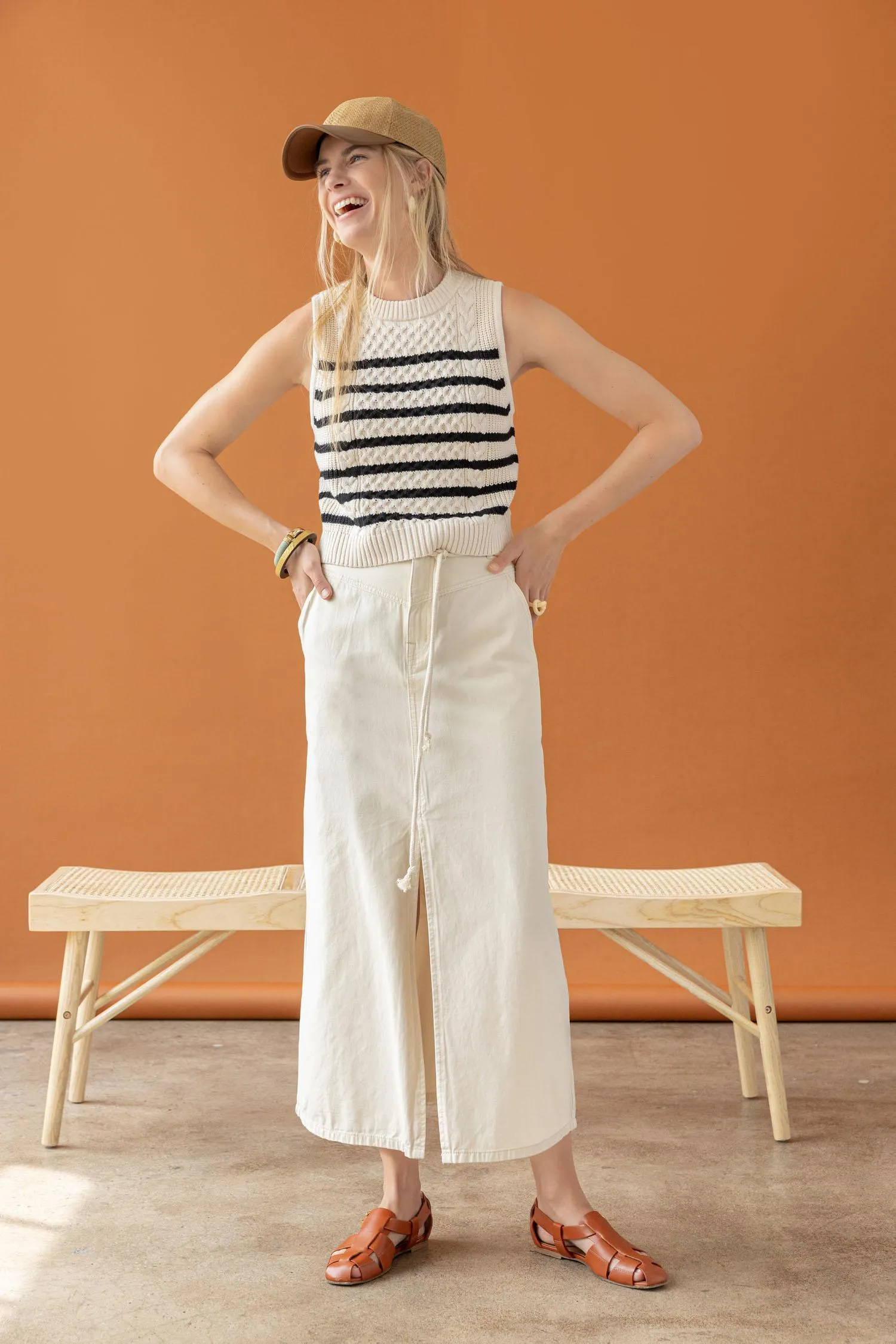Cropped Cable Tank Sweater sold by Lilla P product image thumbnail 3