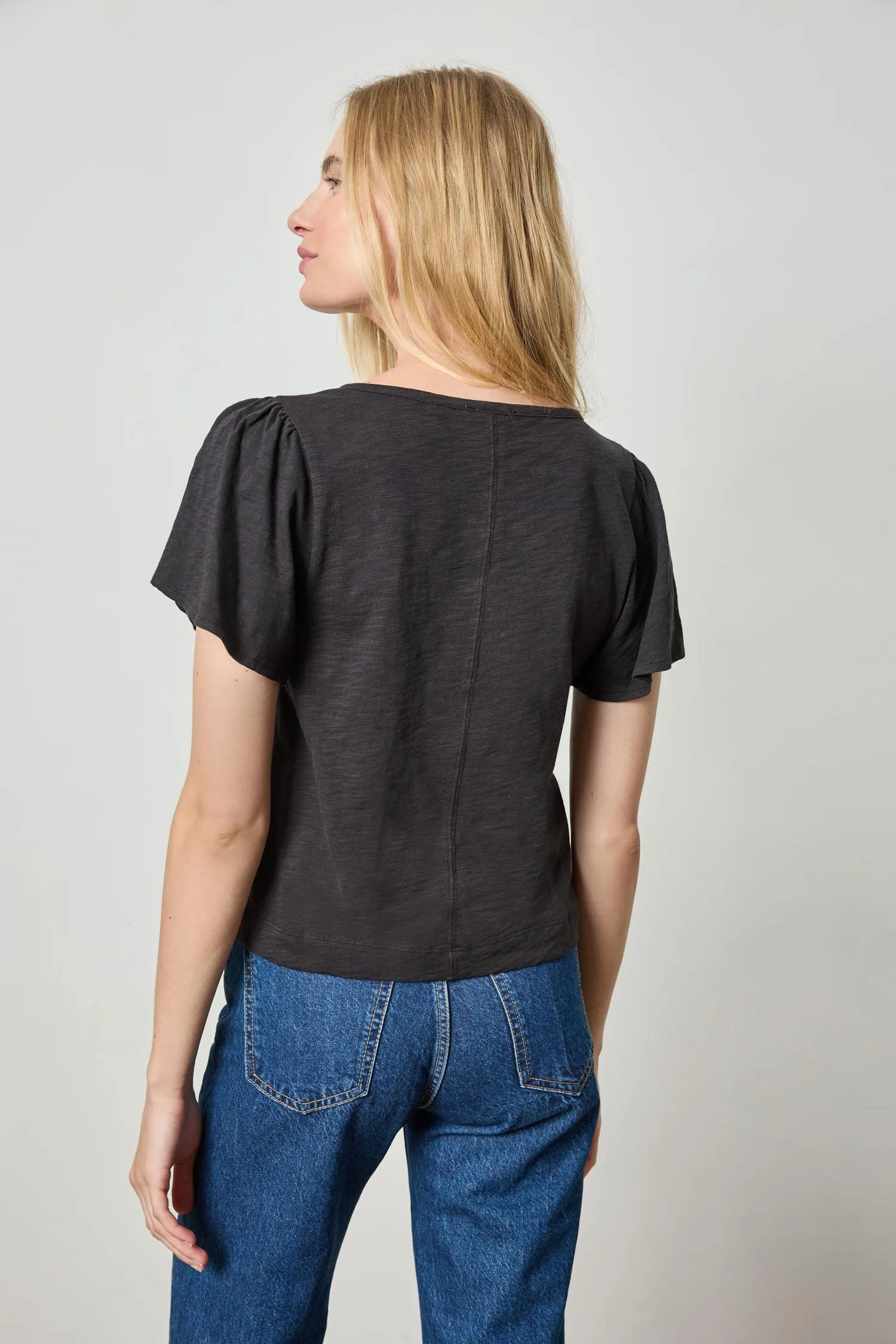 Button Front Flutter Sleeve sold by Lilla P product image thumbnail 2