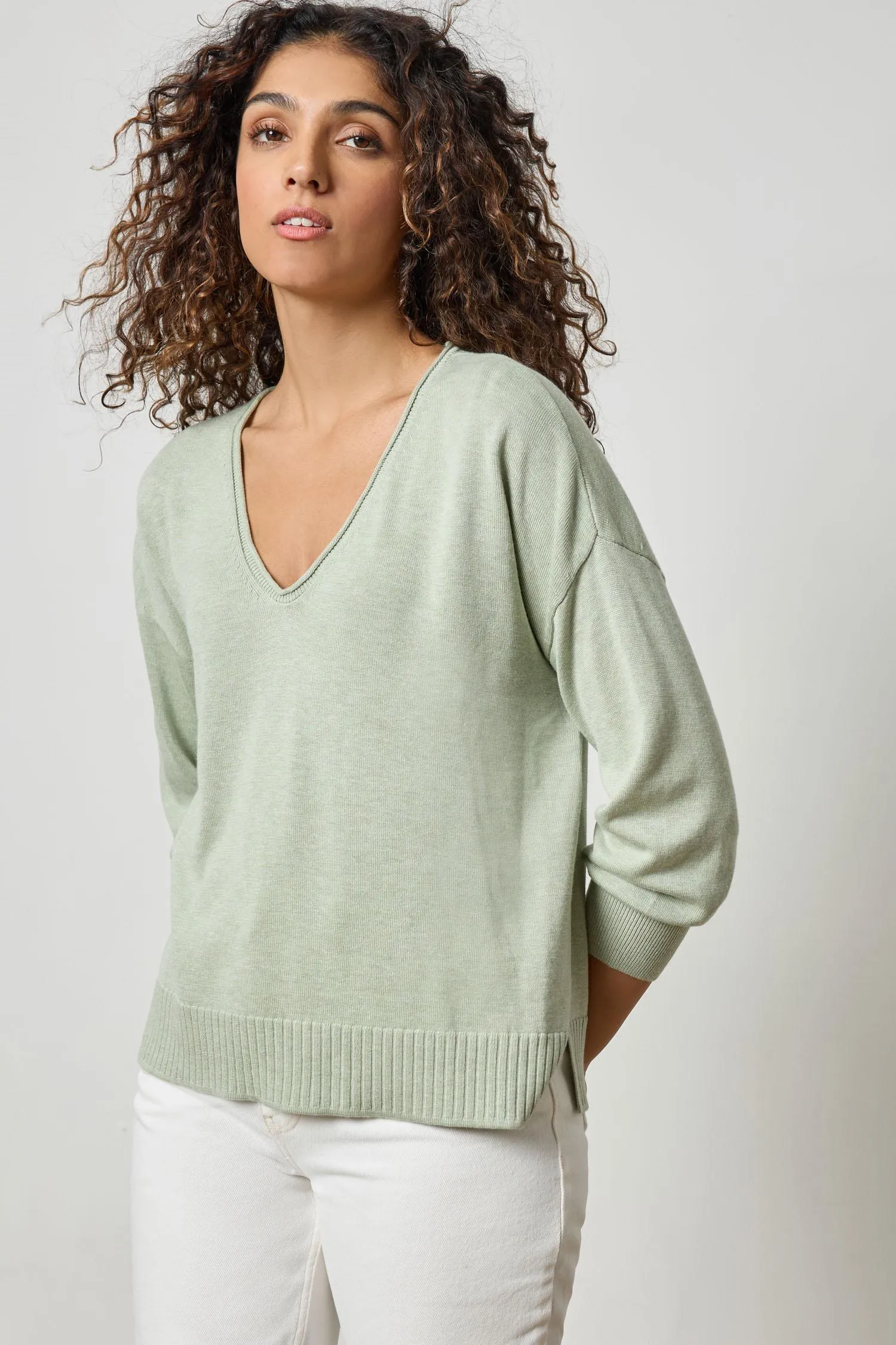 3/4 Sleeve Drop Shoulder Sweater sold by Lilla P product image thumbnail 5