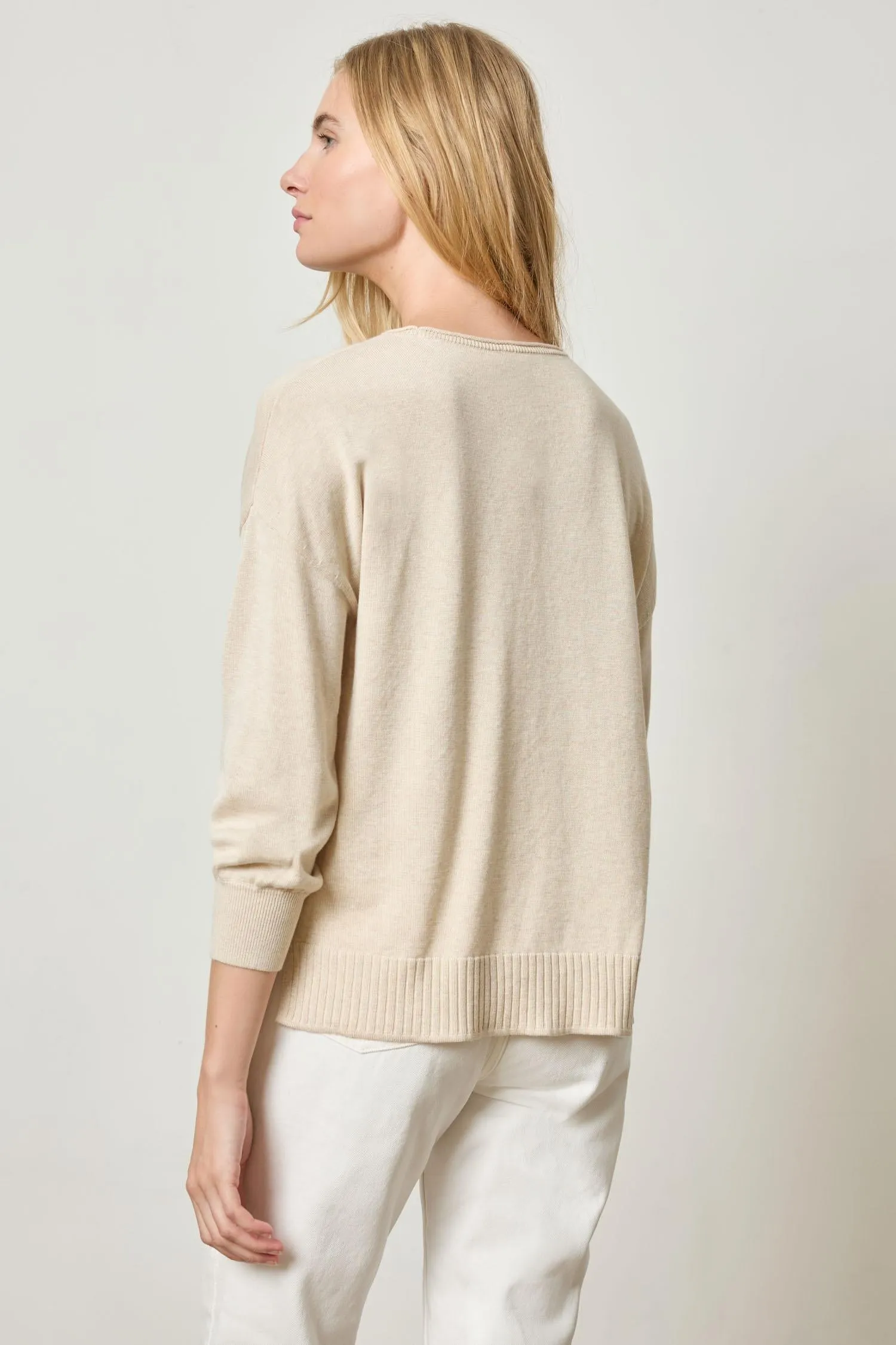 3/4 Sleeve Drop Shoulder Sweater sold by Lilla P product image thumbnail 4