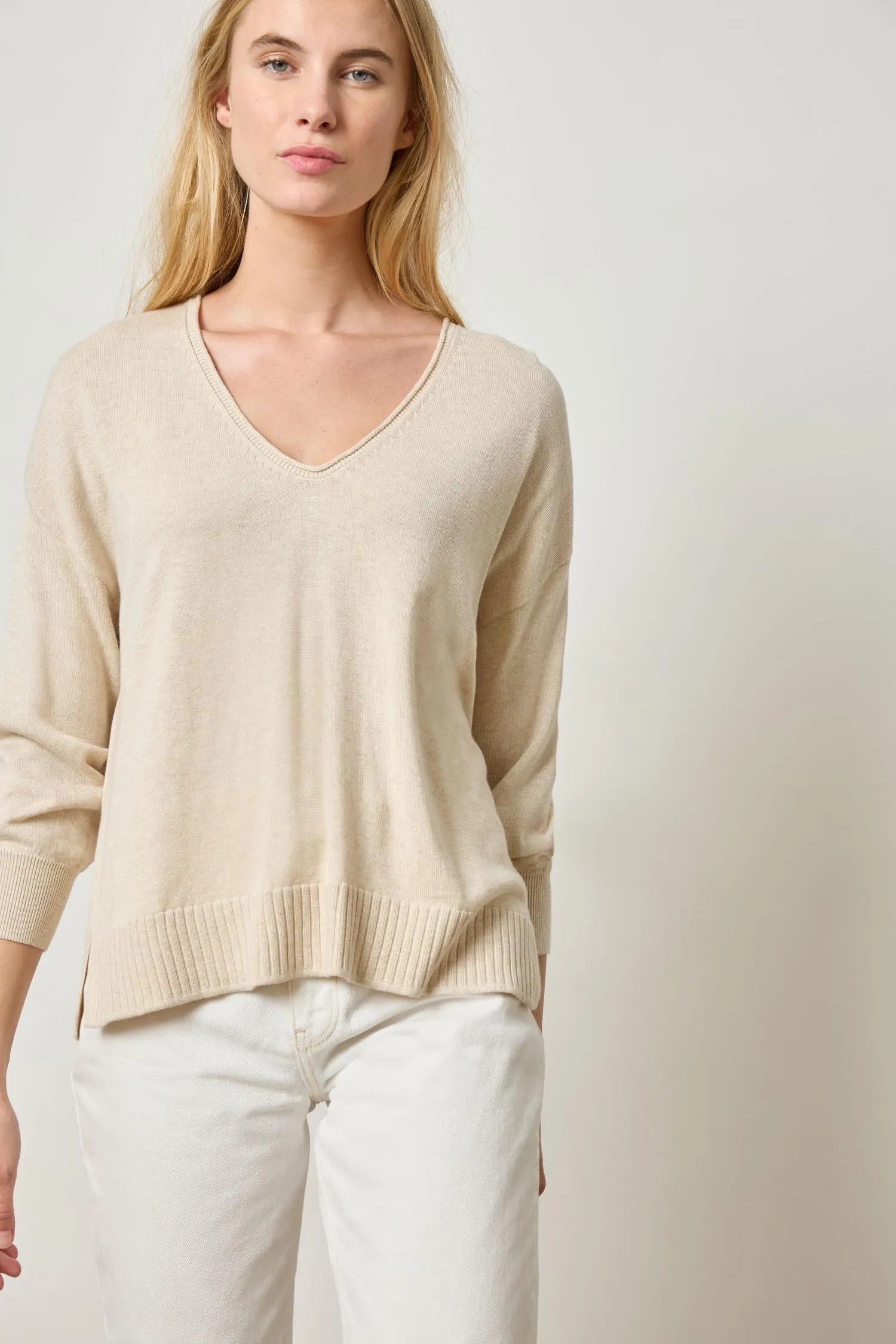 3/4 Sleeve Drop Shoulder Sweater sold by Lilla P product image thumbnail 3