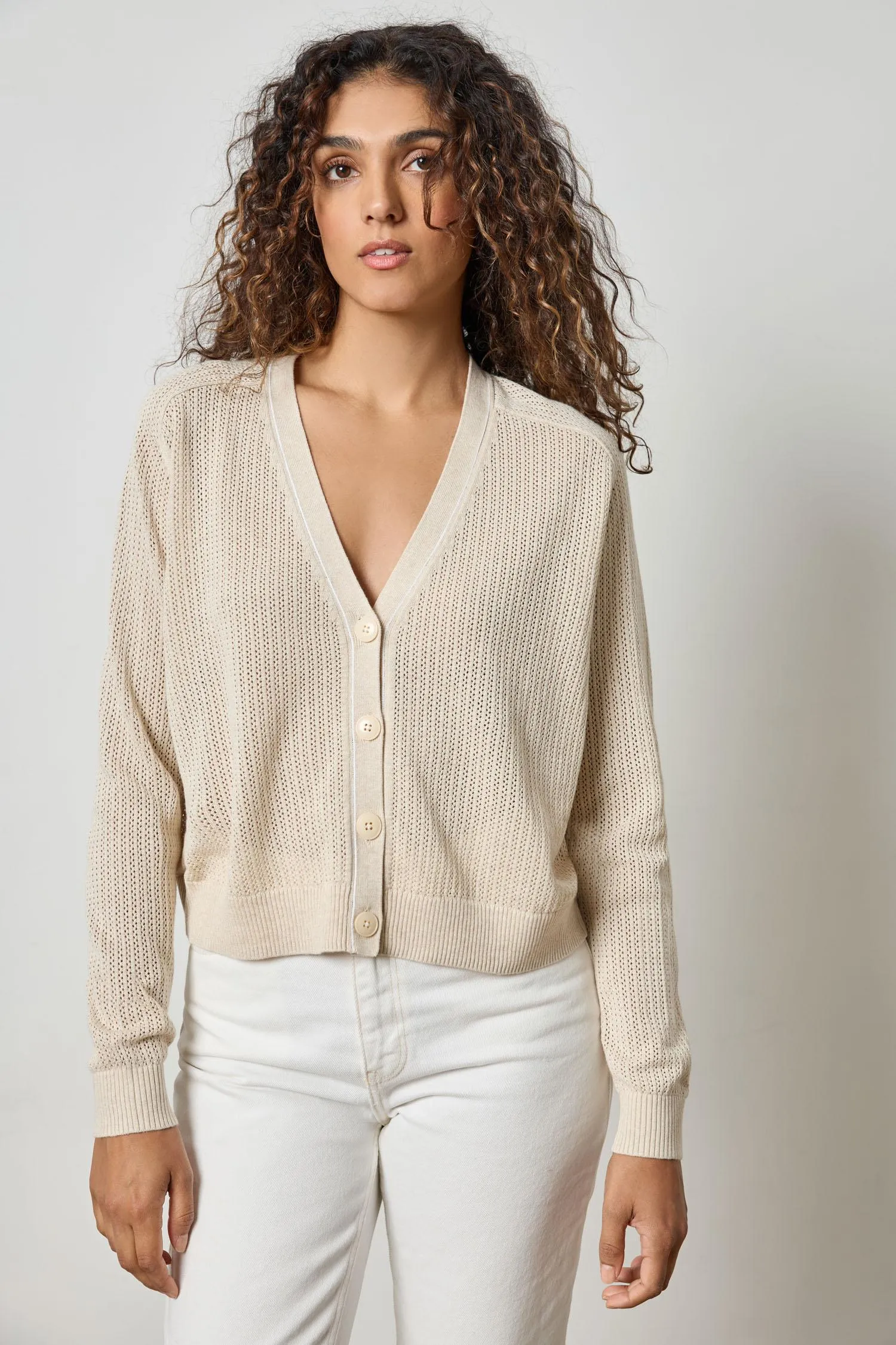 Saddle Sleeve V-Neck Cardigan sold by Lilla P product image thumbnail 3
