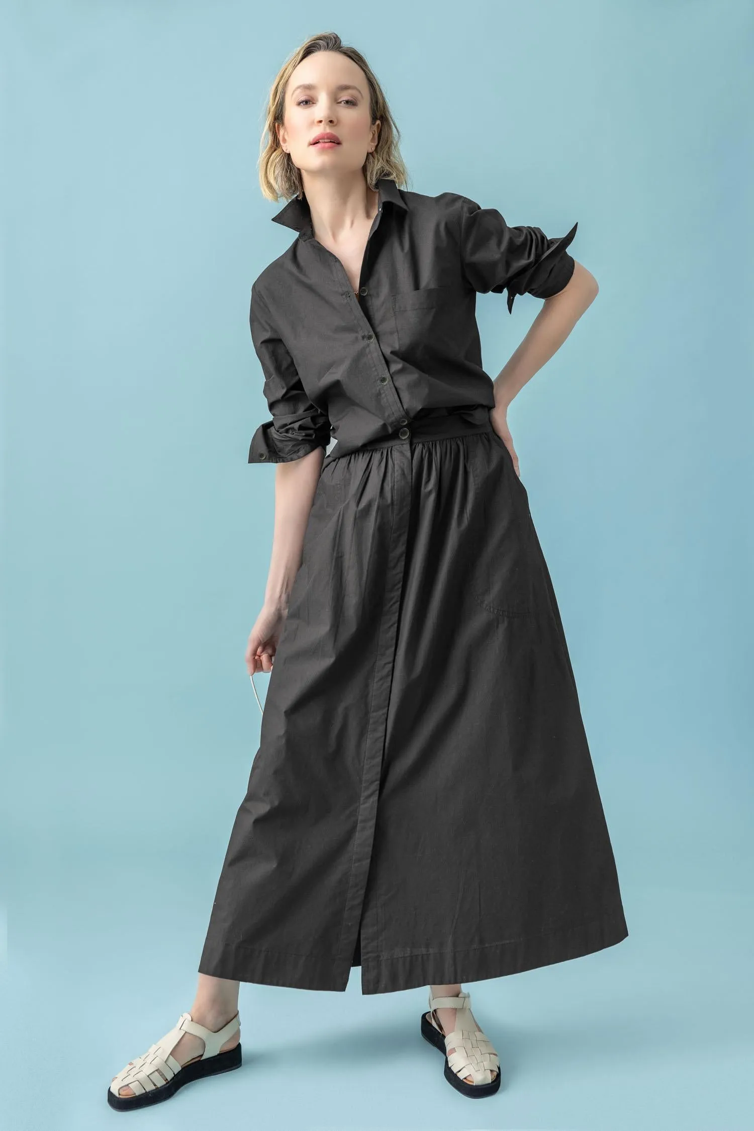 Poplin Button Front Skirt sold by Lilla P product image thumbnail 5
