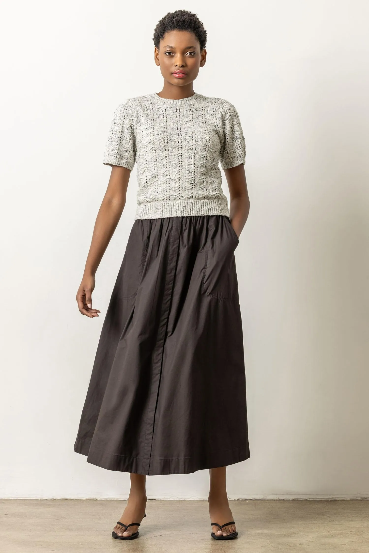 Poplin Button Front Skirt sold by Lilla P product image thumbnail 4