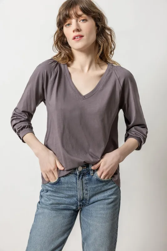 Full Sleeve Smocked V-Neck sold by Lilla P