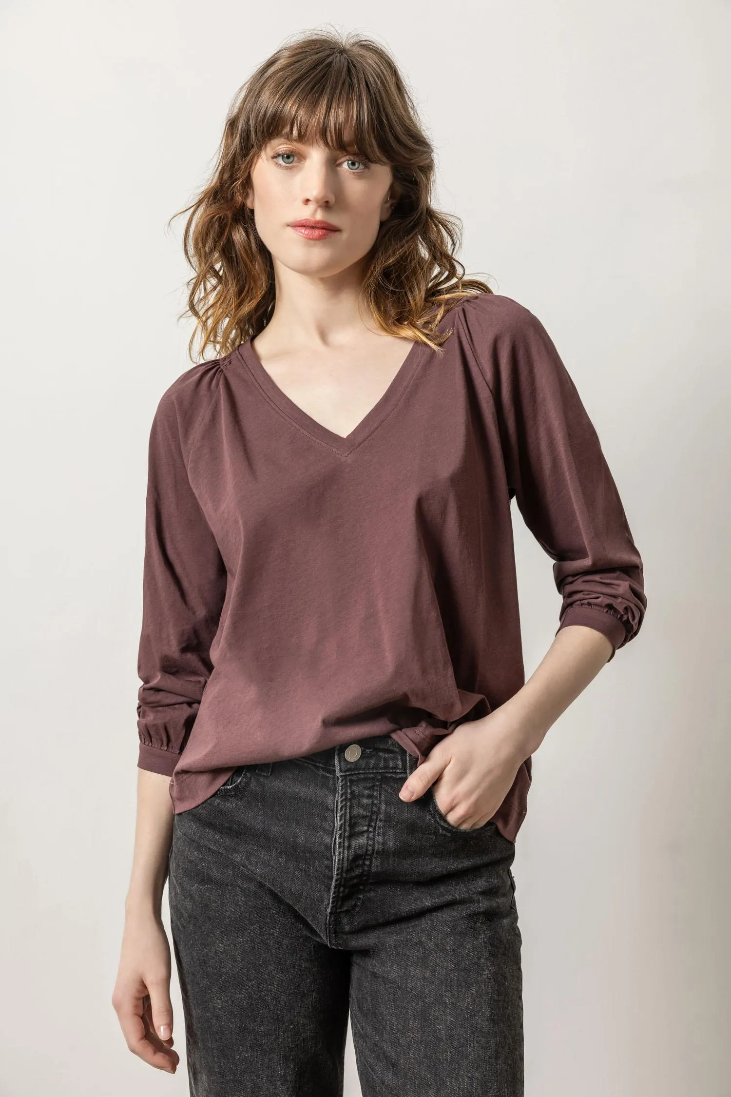 Full Sleeve Smocked V-Neck sold by Lilla P product image thumbnail 3