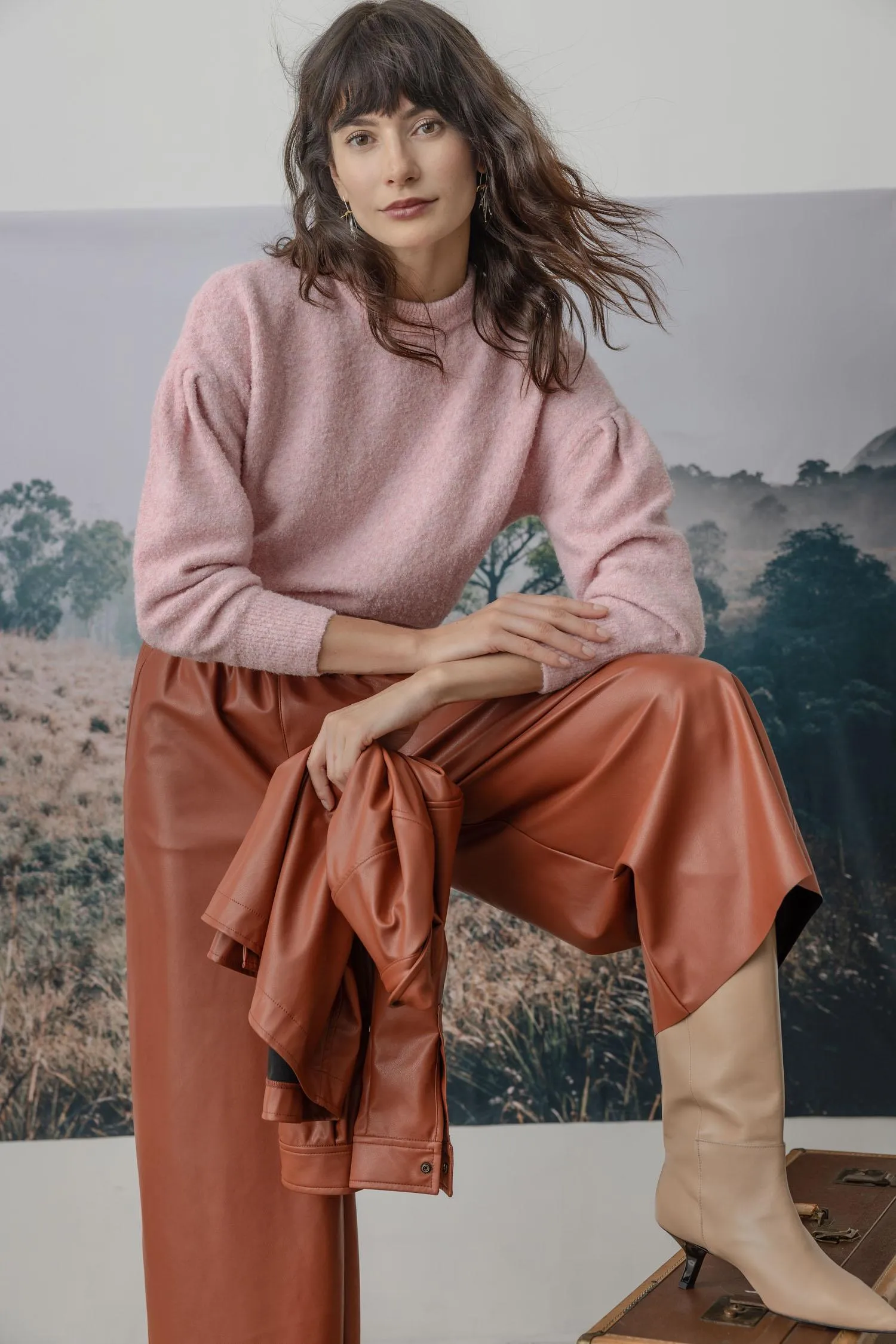 Pleated Sleeve Crewneck Sweater sold by Lilla P product image thumbnail 3