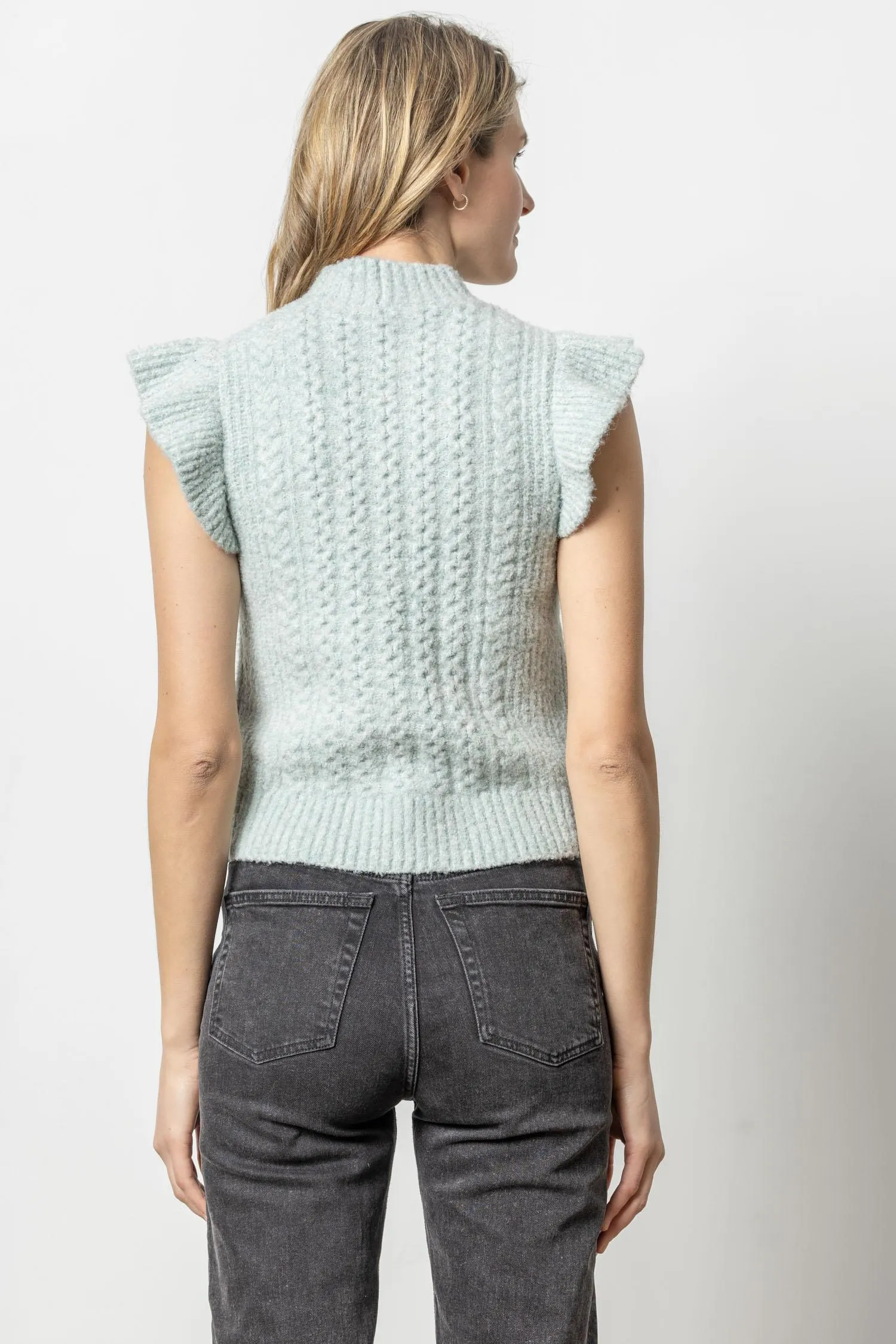 Flutter Sleeve Mock Neck Sweater sold by Lilla P product image thumbnail 2