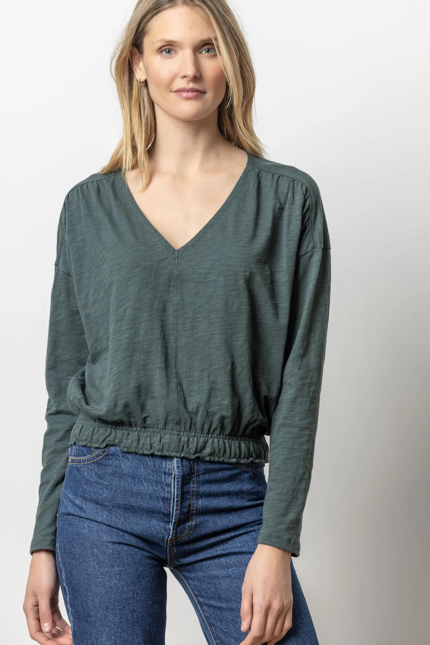 Elastic Hem Easy V-Neck sold by Lilla P product image thumbnail 2