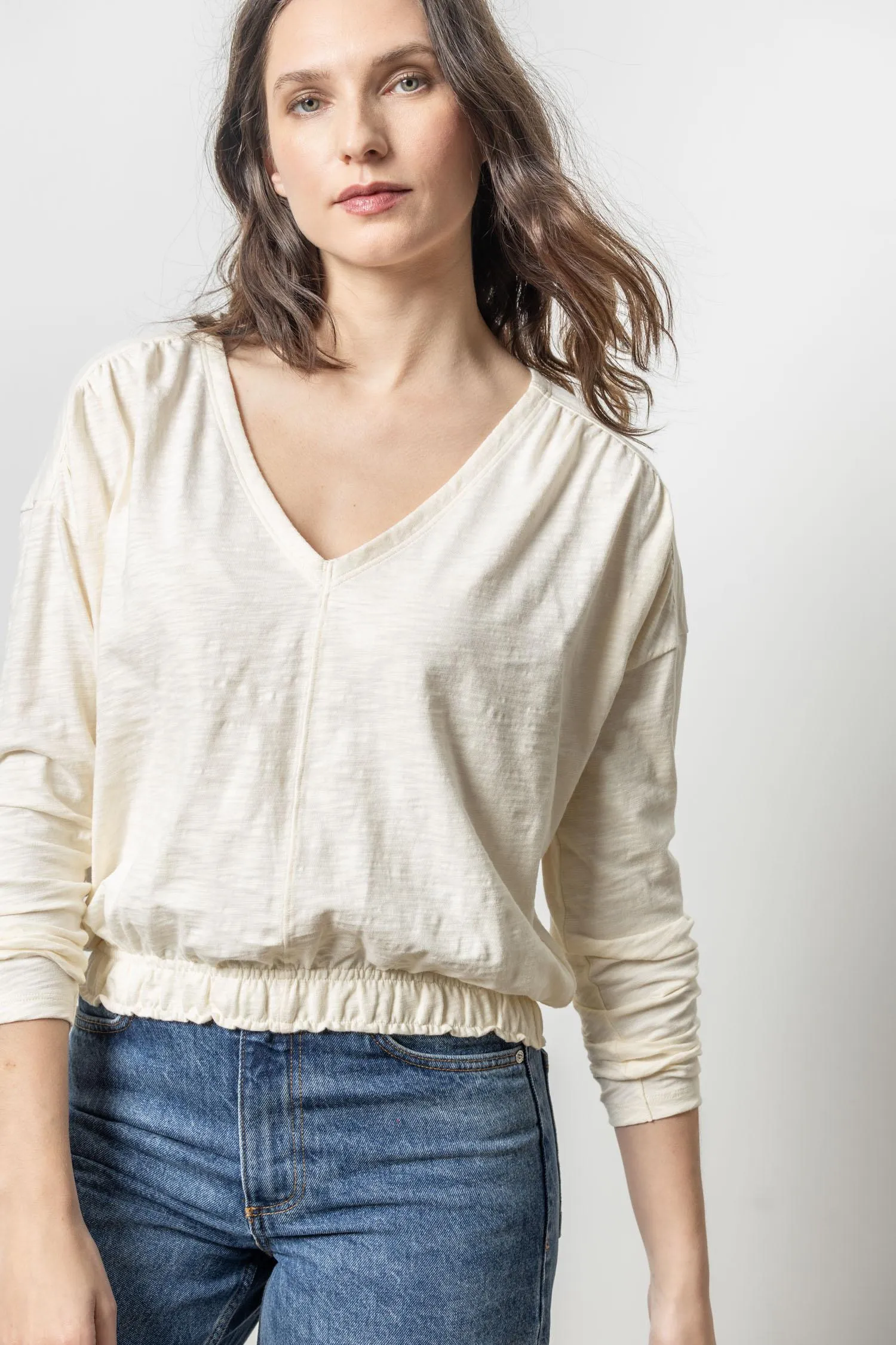 Elastic Hem Easy V-Neck sold by Lilla P product image thumbnail 4