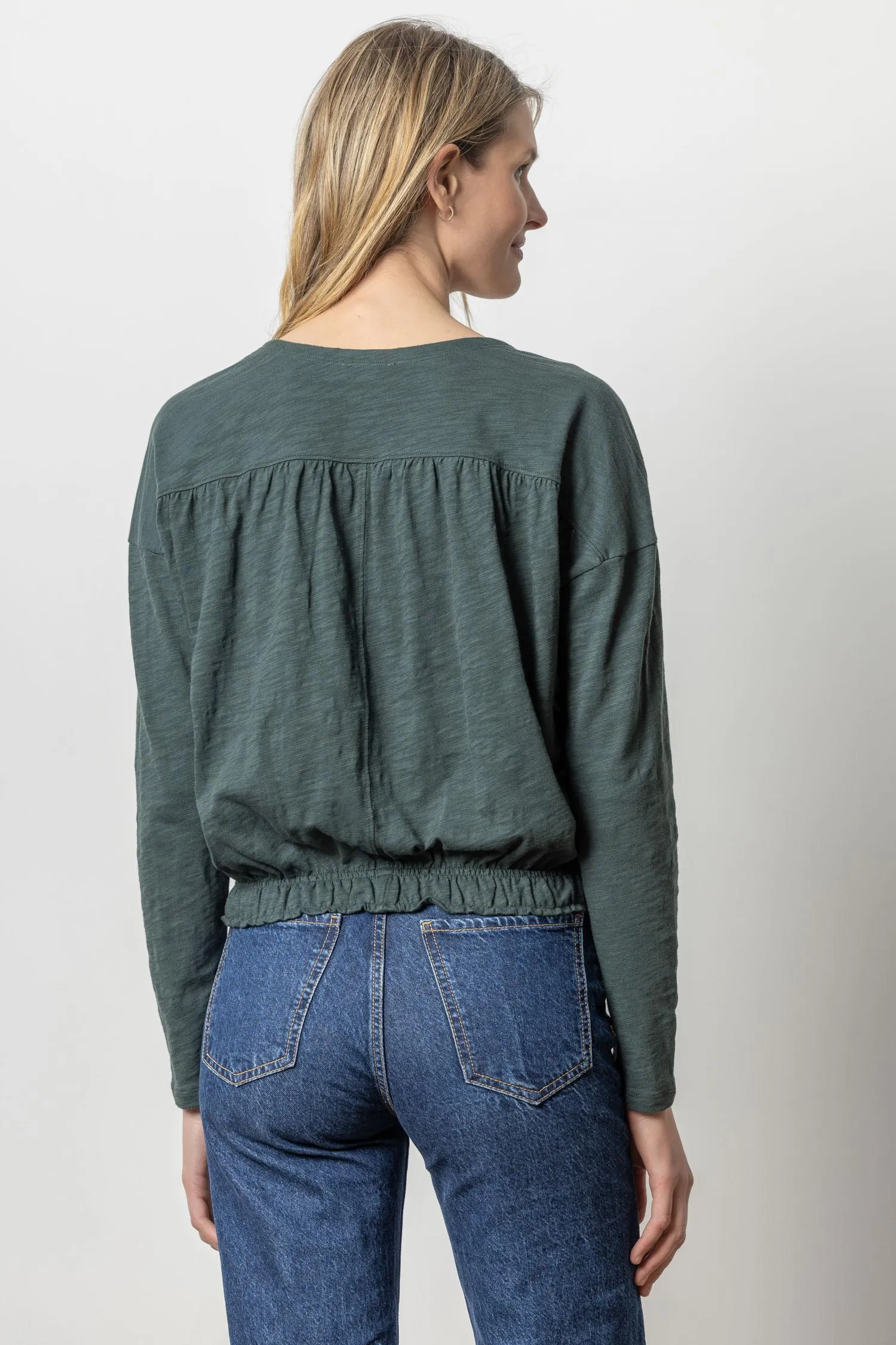 Elastic Hem Easy V-Neck sold by Lilla P product image thumbnail 3