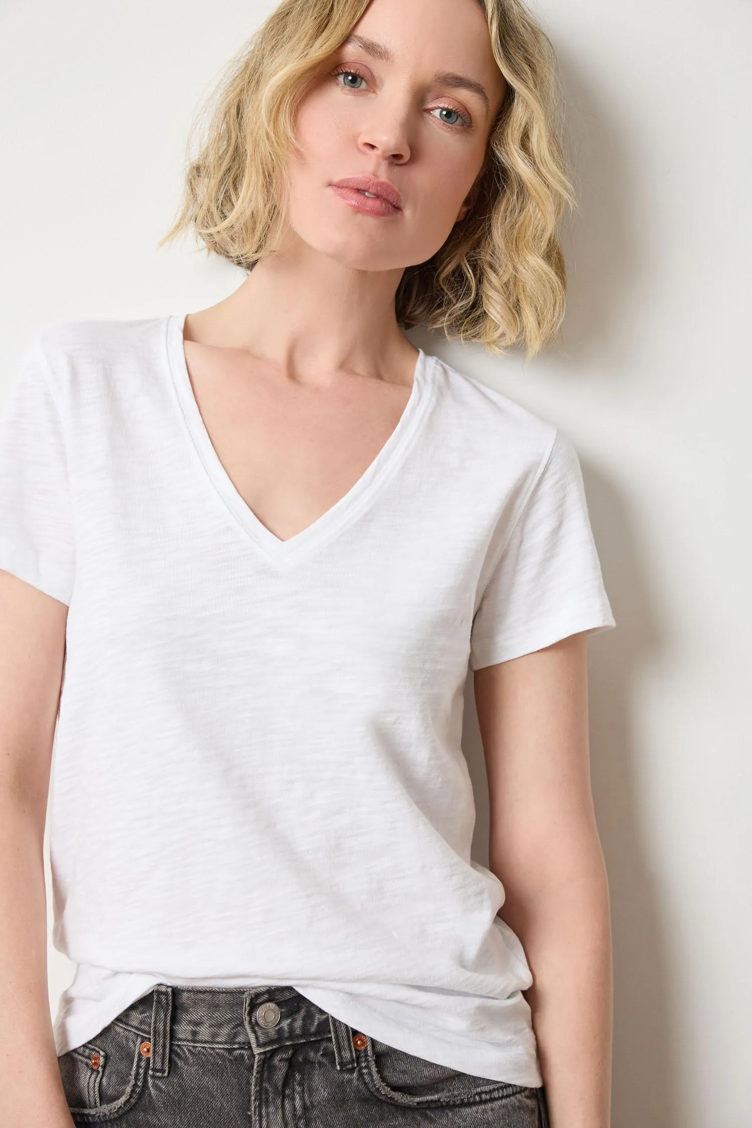 V-Neck Short Sleeve Back Seam Tee sold by Lilla P
