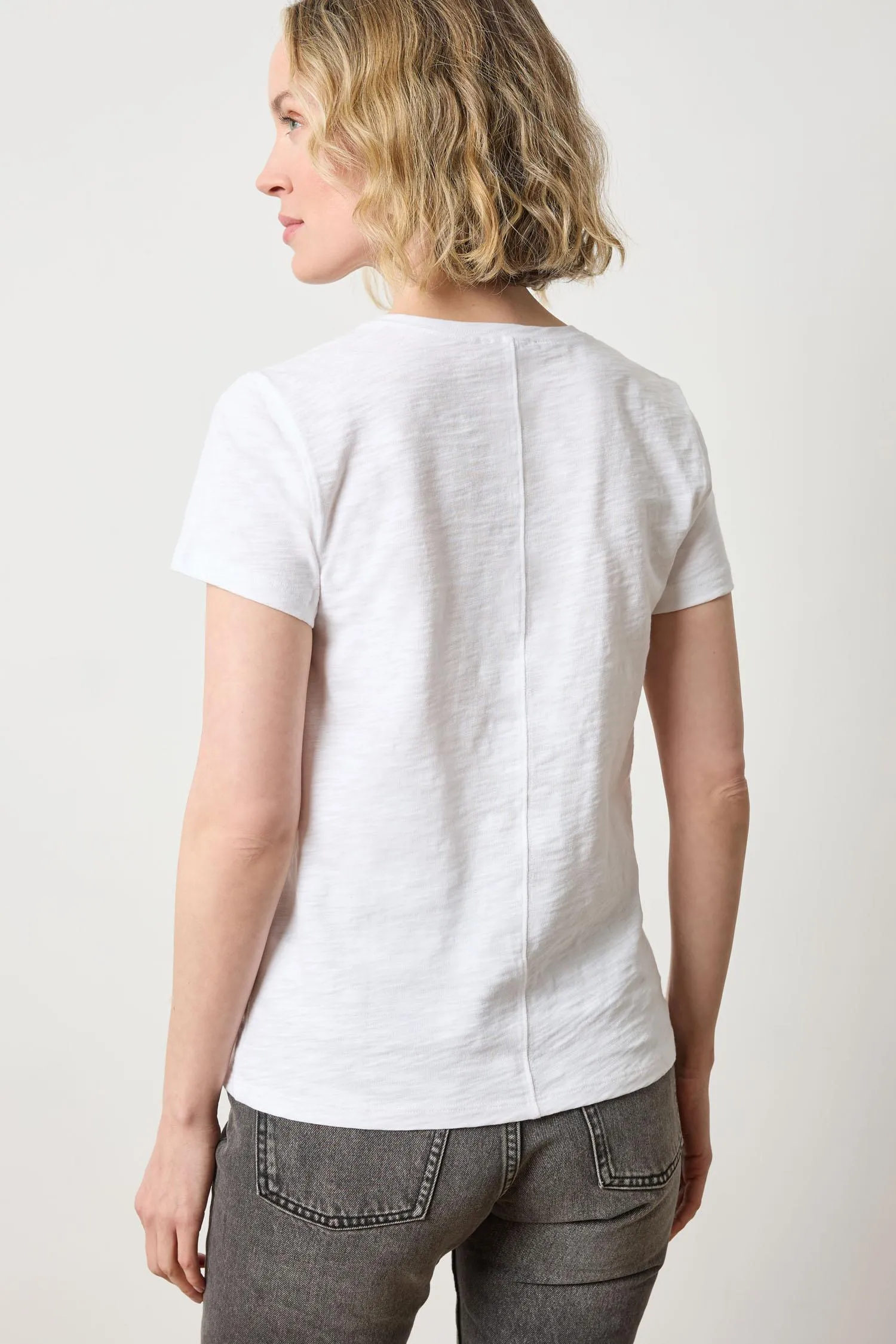 V-Neck Short Sleeve Back Seam Tee sold by Lilla P product image thumbnail 2