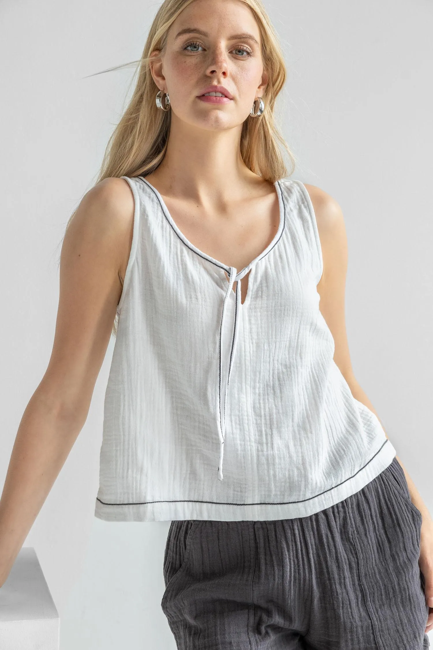 Tie Front Tank sold by Lilla P product image thumbnail 3