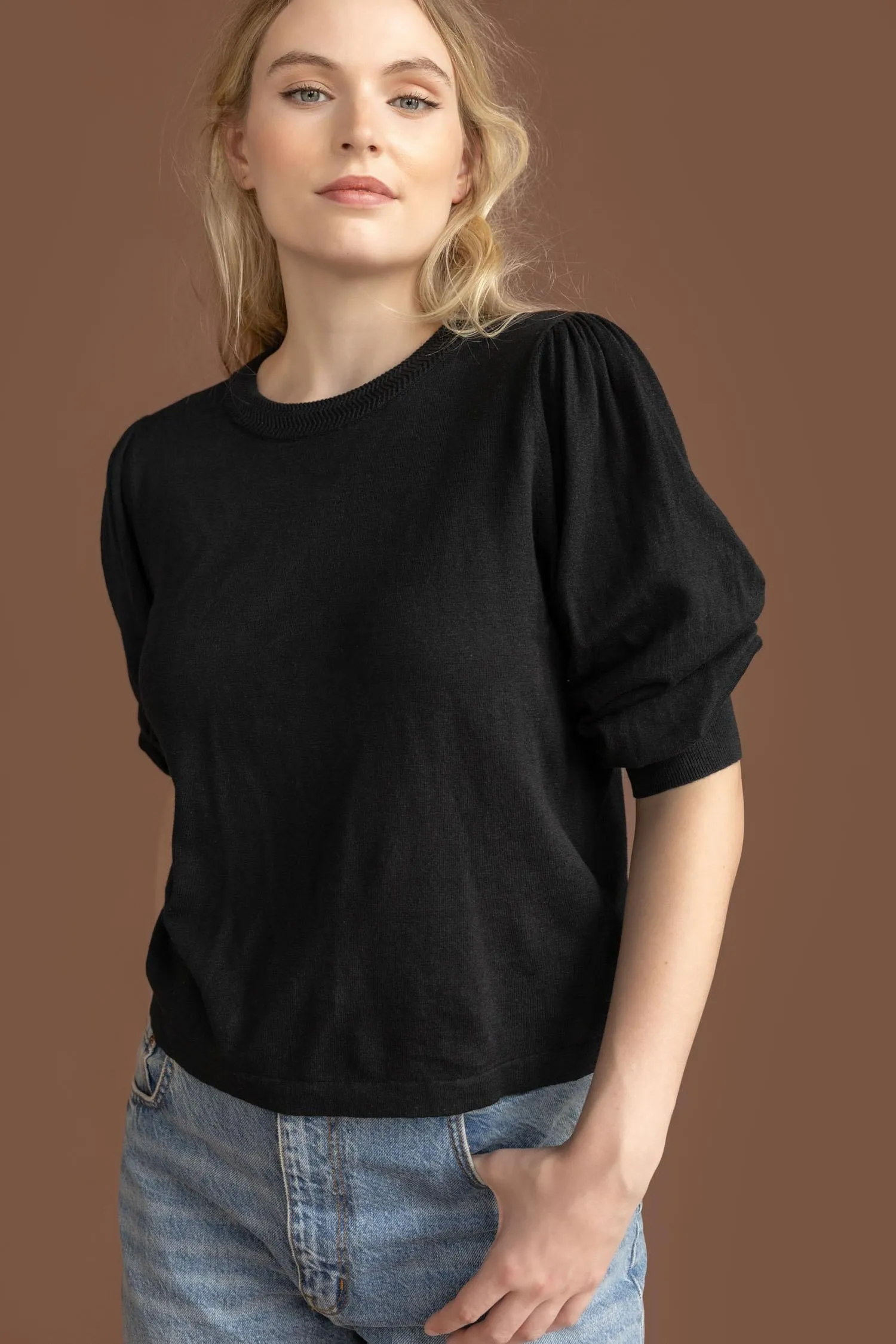 Puff Sleeve Crewneck Sweater sold by Lilla P product image thumbnail 4